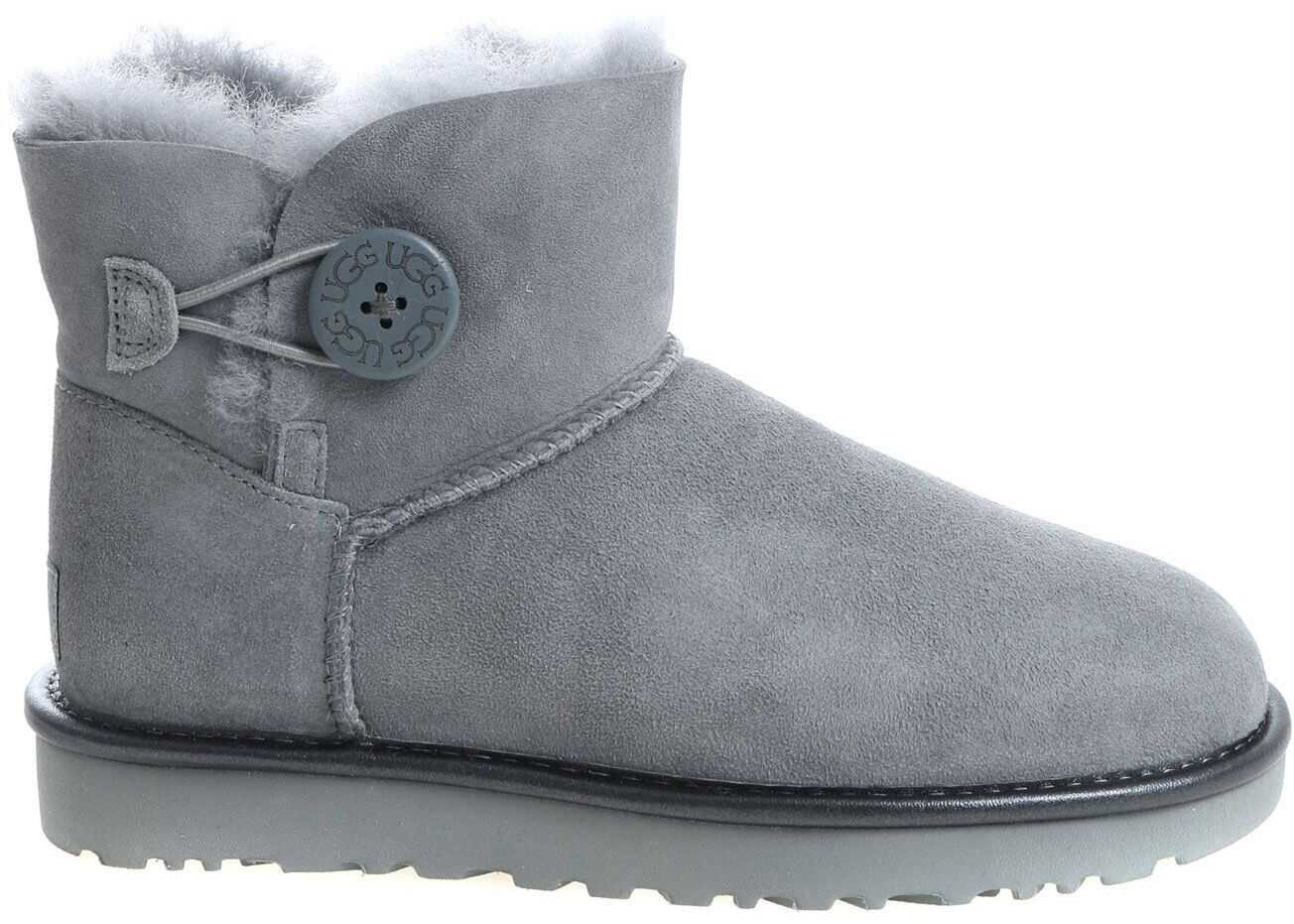 UGG "Mini Bailey Button Ii" Grey Ankle Boots Grey