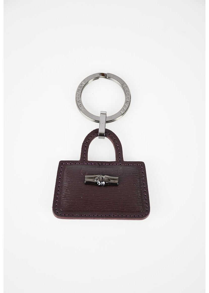 Longchamp Key Ring with Leather Pendant VIOLET