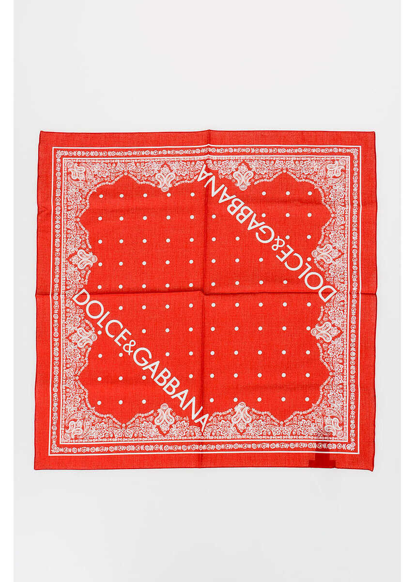 Dolce & Gabbana 50x50cm Cotton Foulard RED