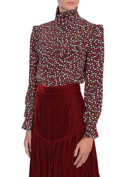 Bluze Saint Laurent Stand Up Collar Blouse BLACK Femei (BM 6422243) 4