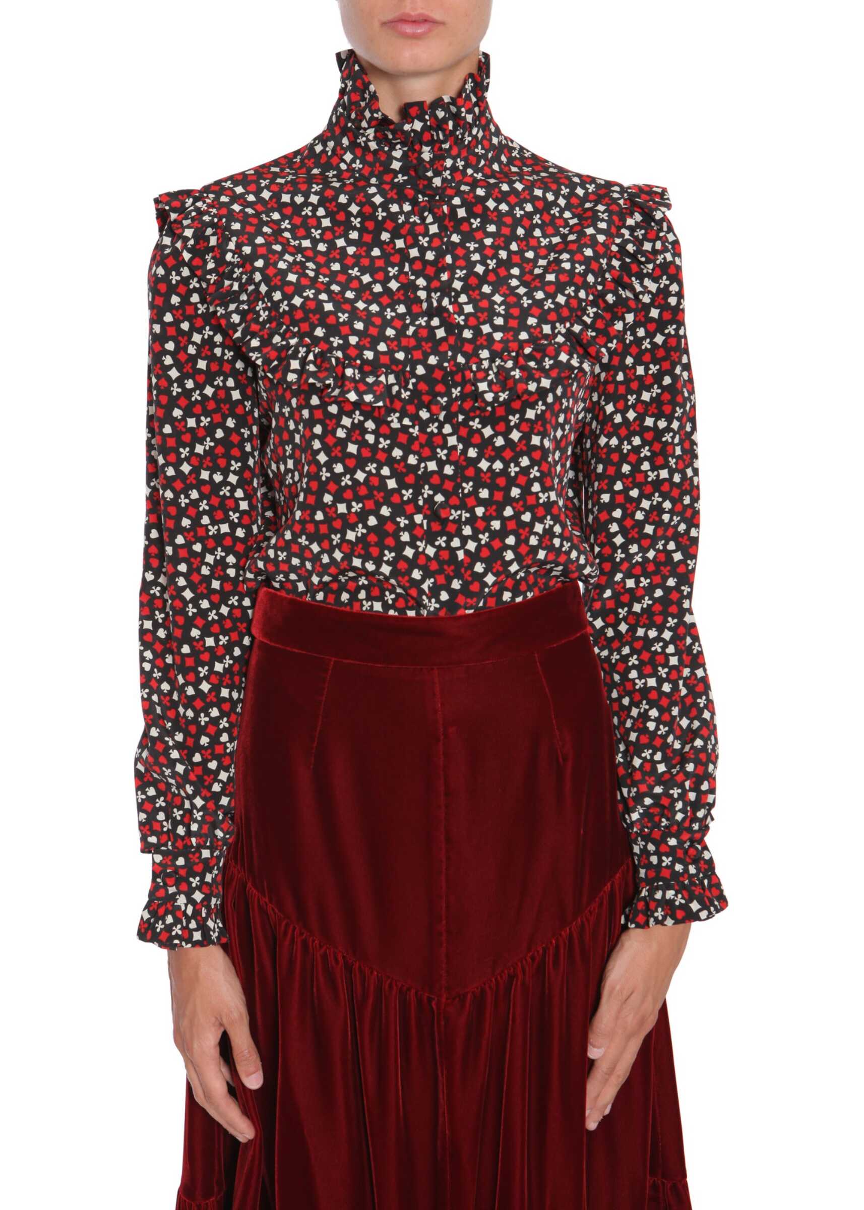 Saint Laurent Stand Up Collar Blouse BLACK