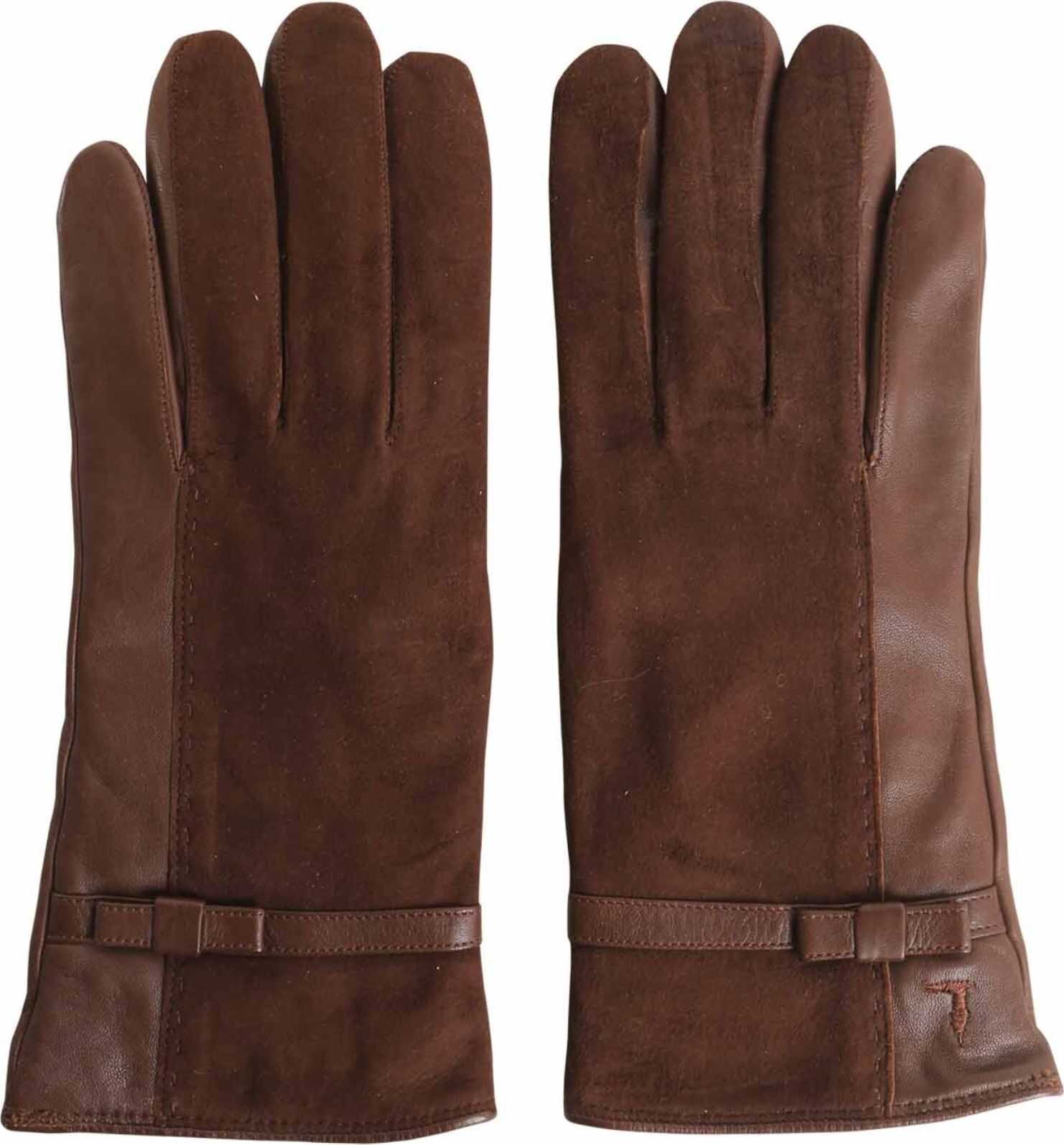Tru Trussardi Nappa And Suede Gloves BROWN