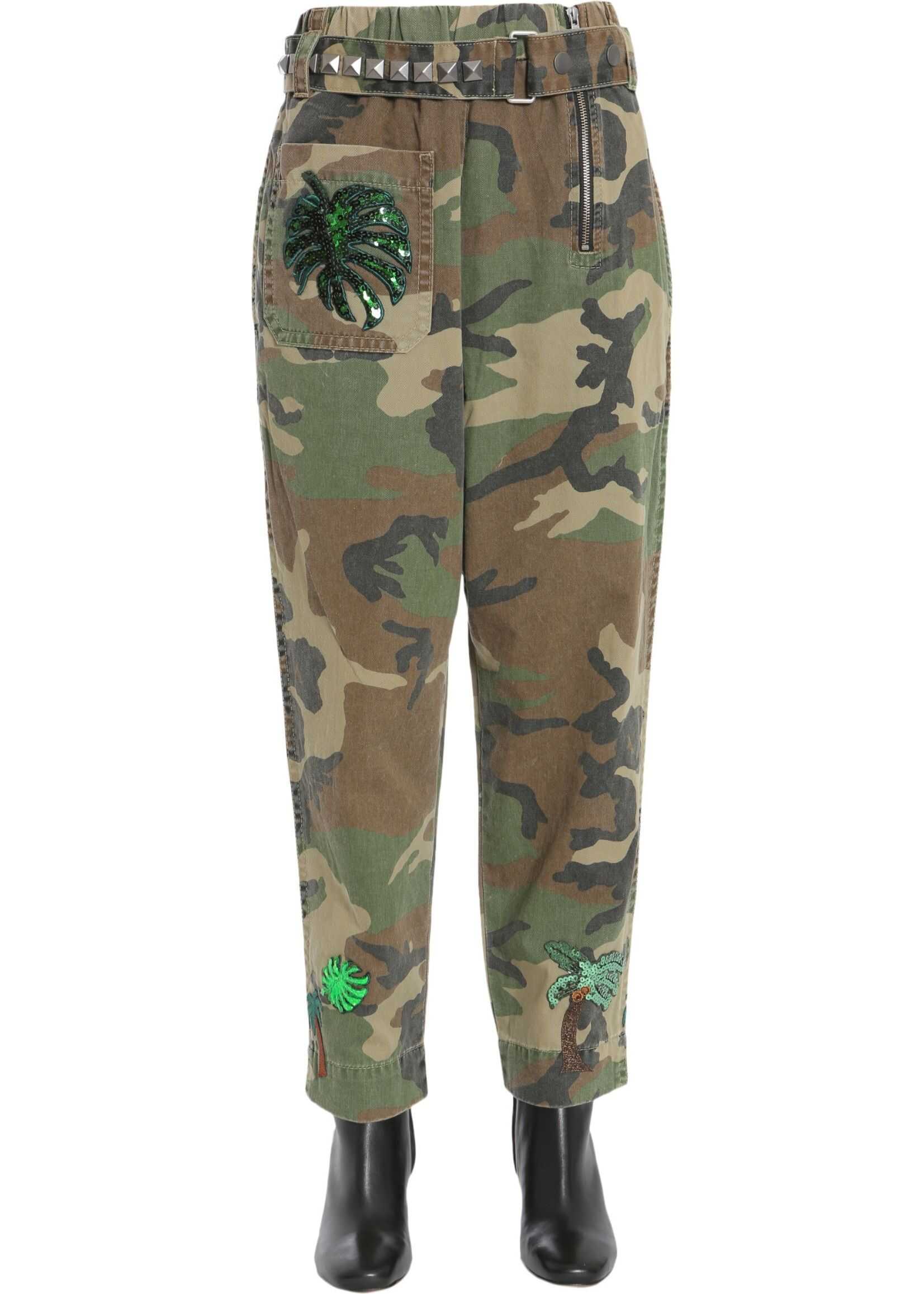Blug Marc Jacobs High Waist Camouflage Trousers MILITARY GREEN