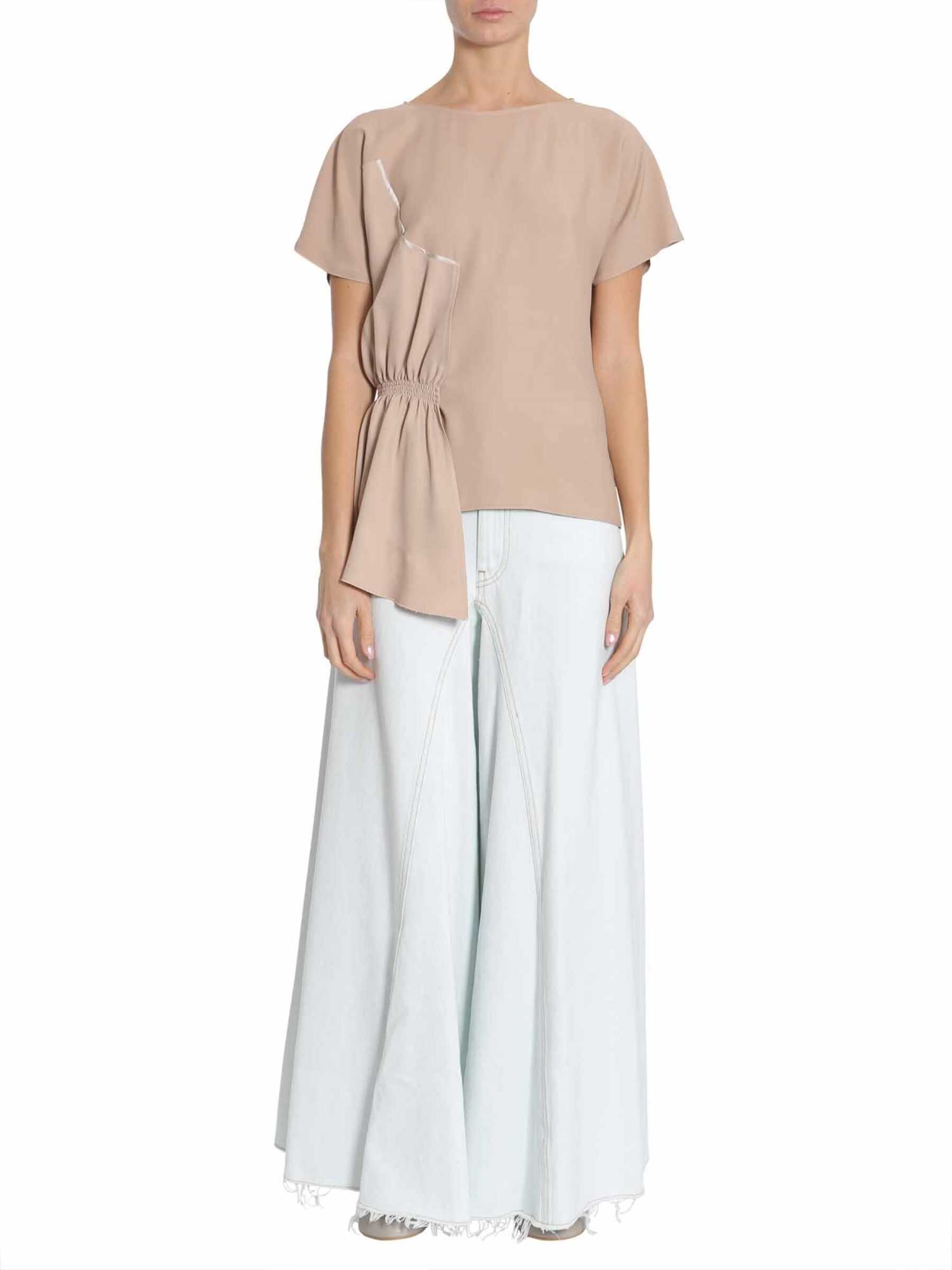 MM6 Maison Margiela T-Shirt With Applied Ruffled Detail POWDER