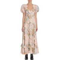 Rochii casual Floral Print Ruched Silk Dress Femei