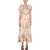Alexander McQueen Floral Print Ruched Silk Dress BEIGE