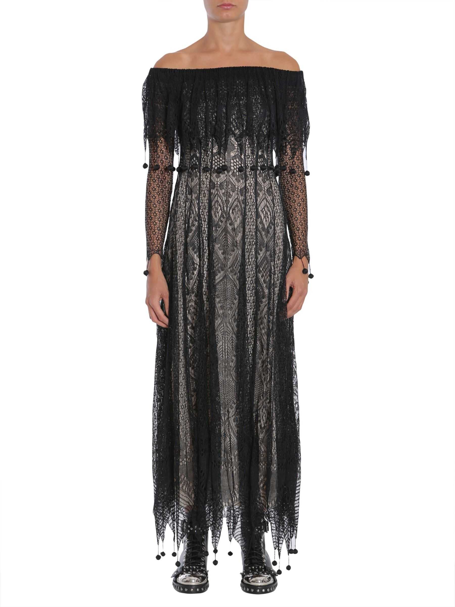 Alexander McQueen Off The Shoulder Dress BLACK