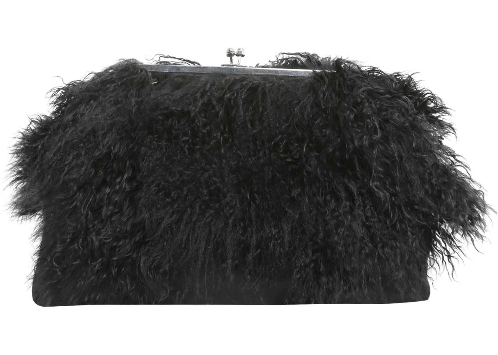 DSQUARED2 Clutch With Mongolian Fur Inserts W17CL2093_1546.2124 BLACK