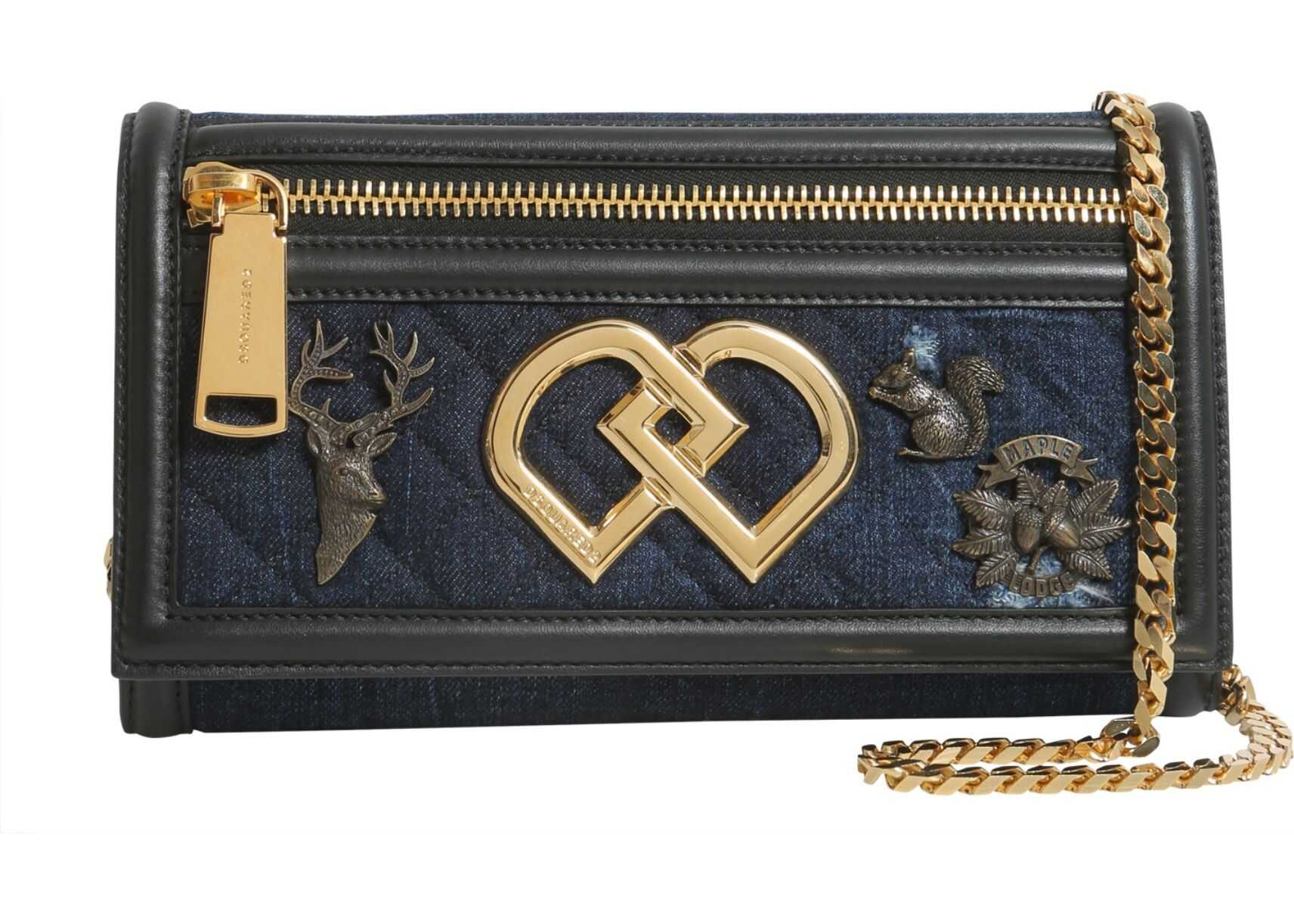 DSQUARED2 "Dd" Clutch With Chain Crossbody Strap BLUE