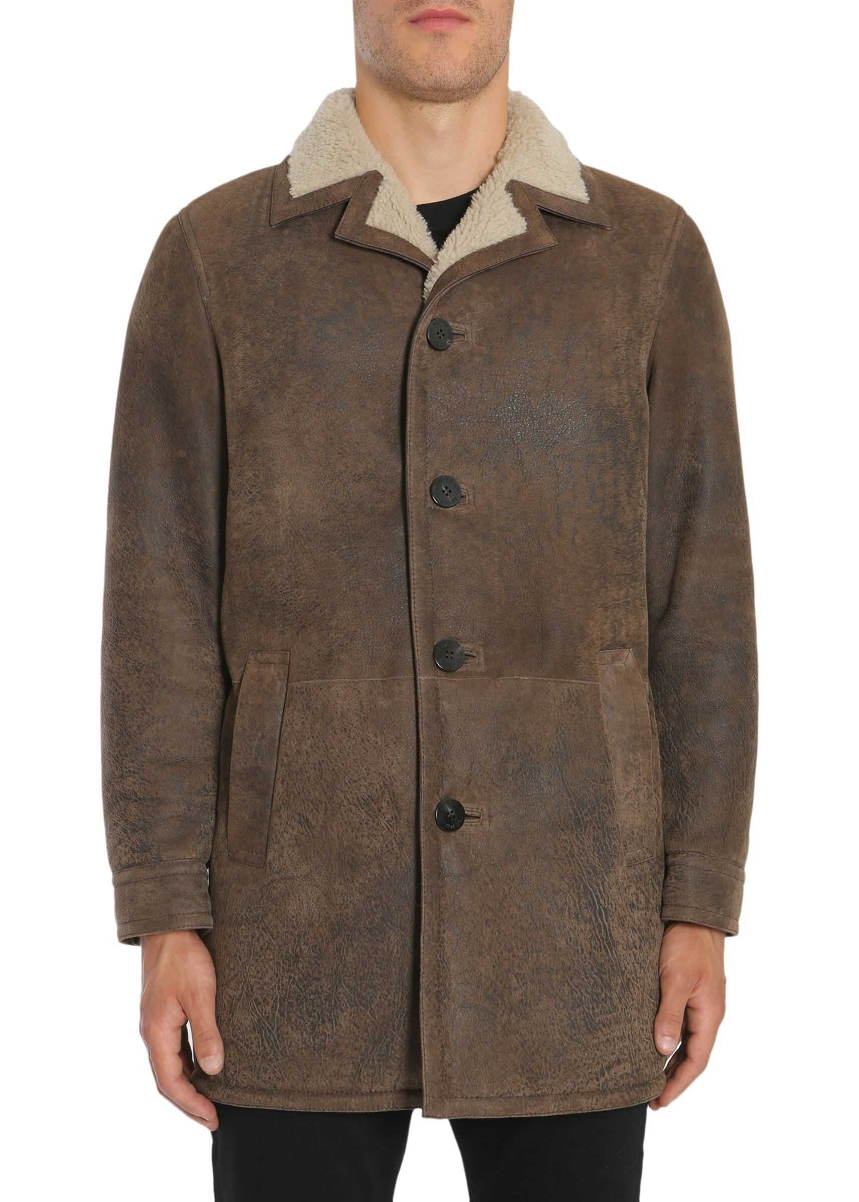 Neil Barrett Shearling Coat BROWN