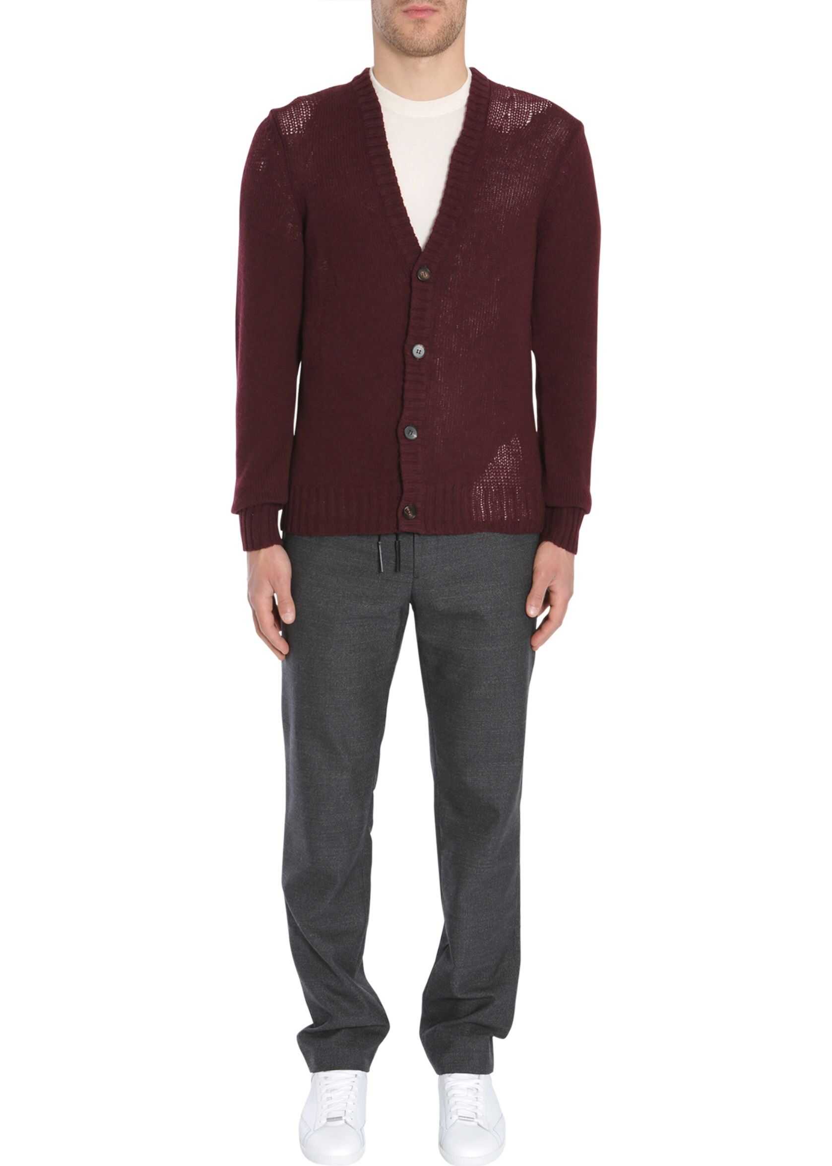 Maison Margiela V Collar Cardigan BORDEAUX