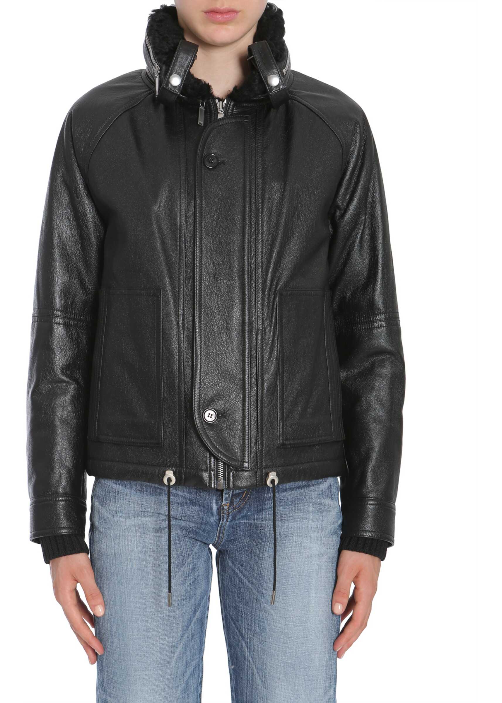 Saint Laurent Leather Bomber Jacket BLACK