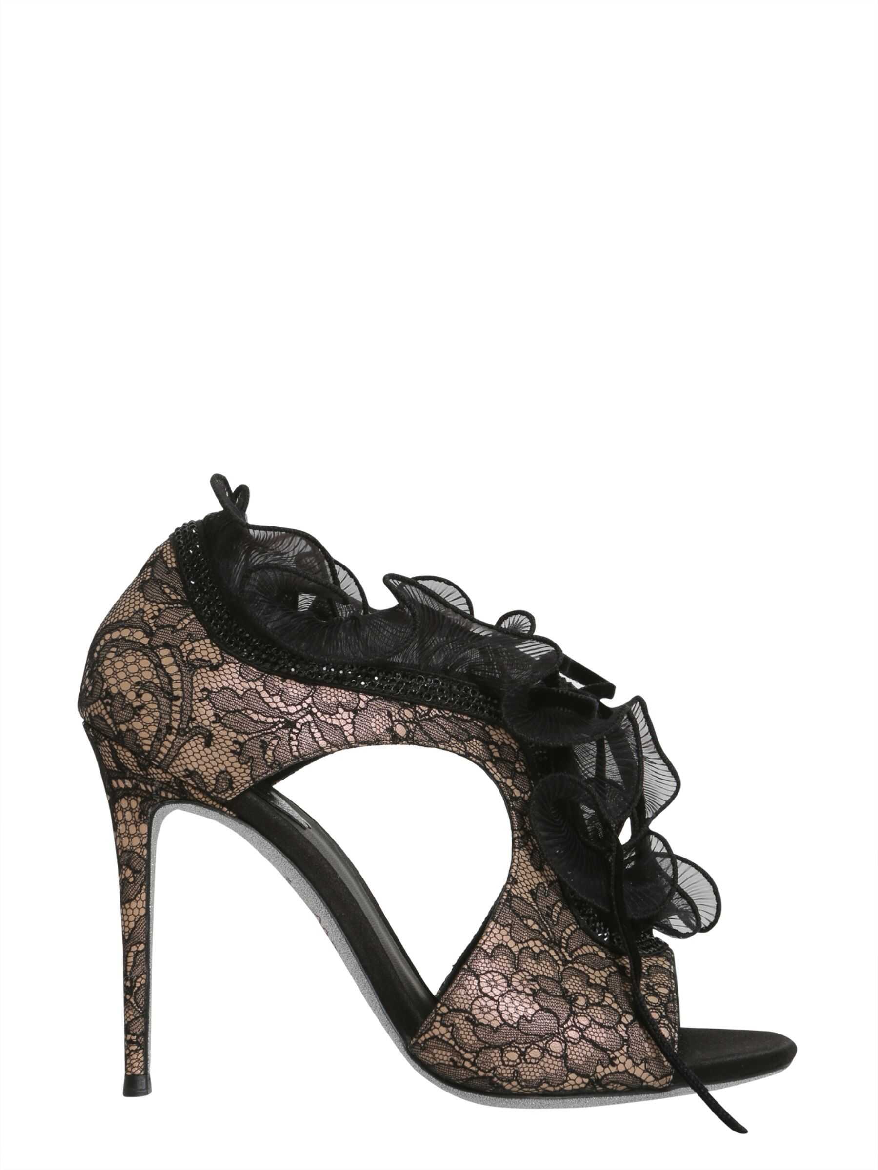 Rene Caovilla Satin Sandals With Ruches PINK