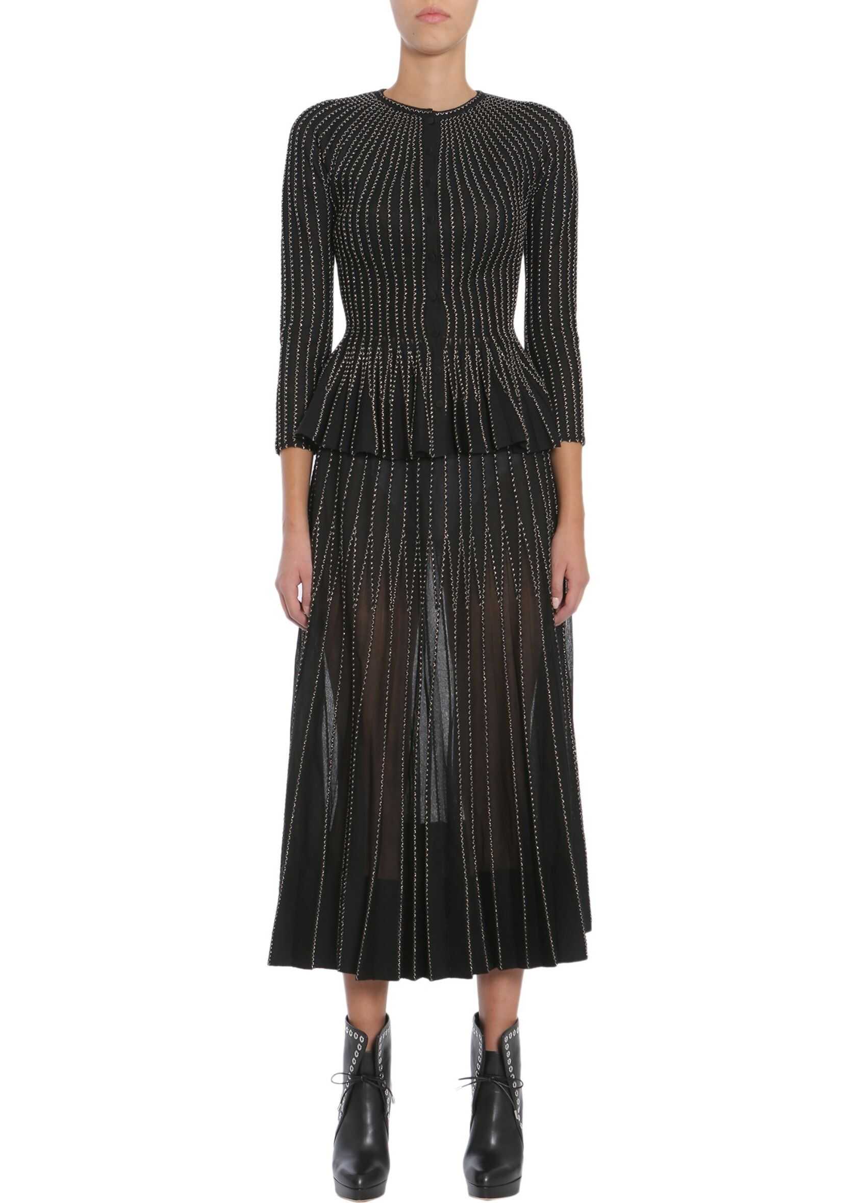 Alexander McQueen Knit Peplum Cardigan BLACK