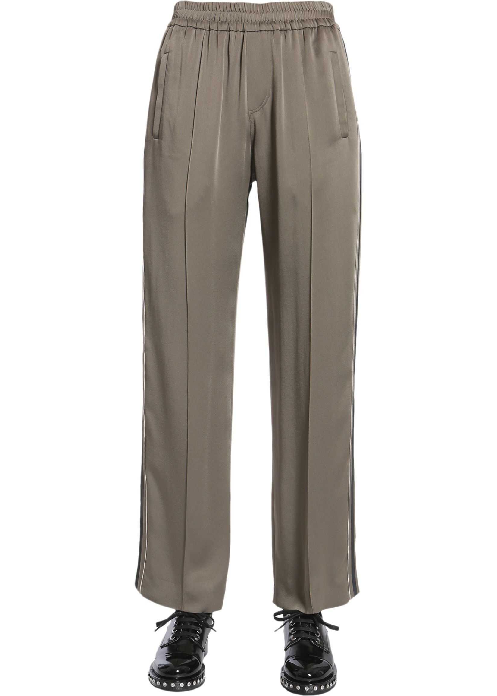 Brunello Cucinelli Satin Cady Trousers MILITARY GREEN
