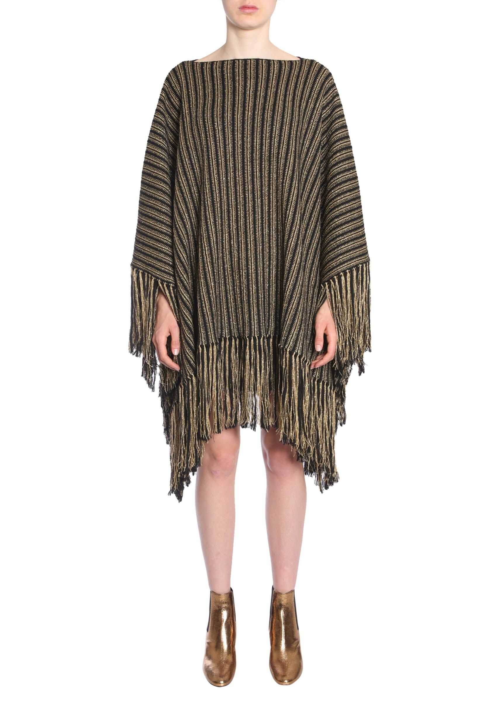 Saint Laurent Fringed Poncho BLACK