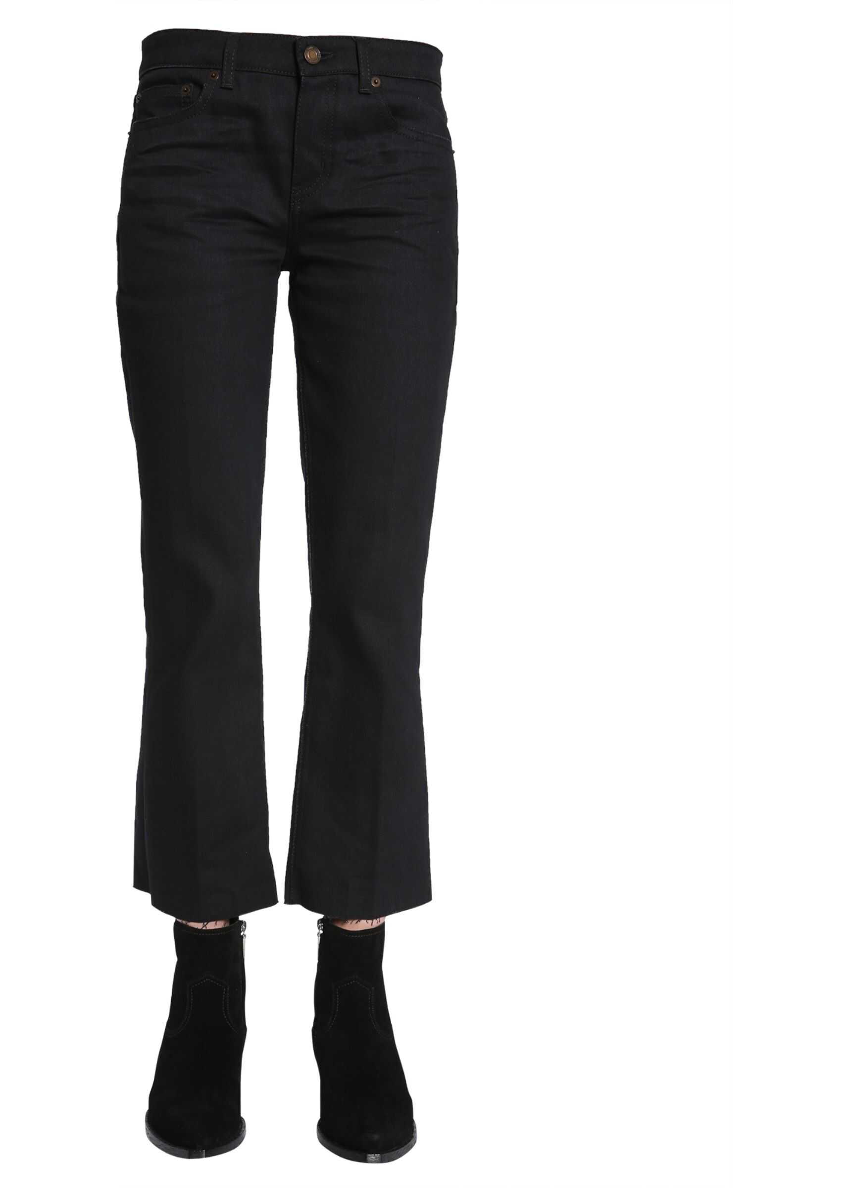Blug Saint Laurent Cropped Raw Edge Jeans BLACK