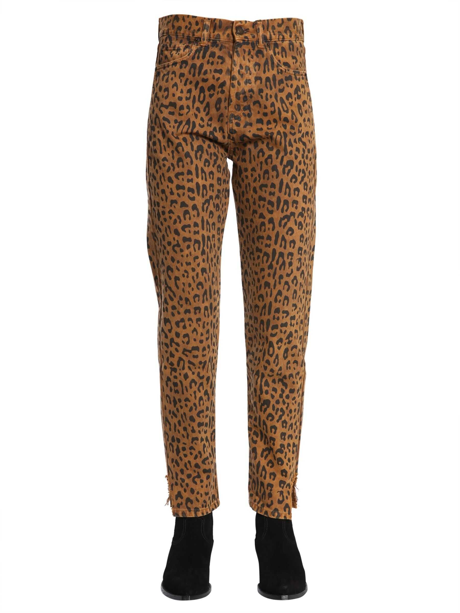 Blug Saint Laurent Slim Fit Hjeans In Leopard Print BROWN