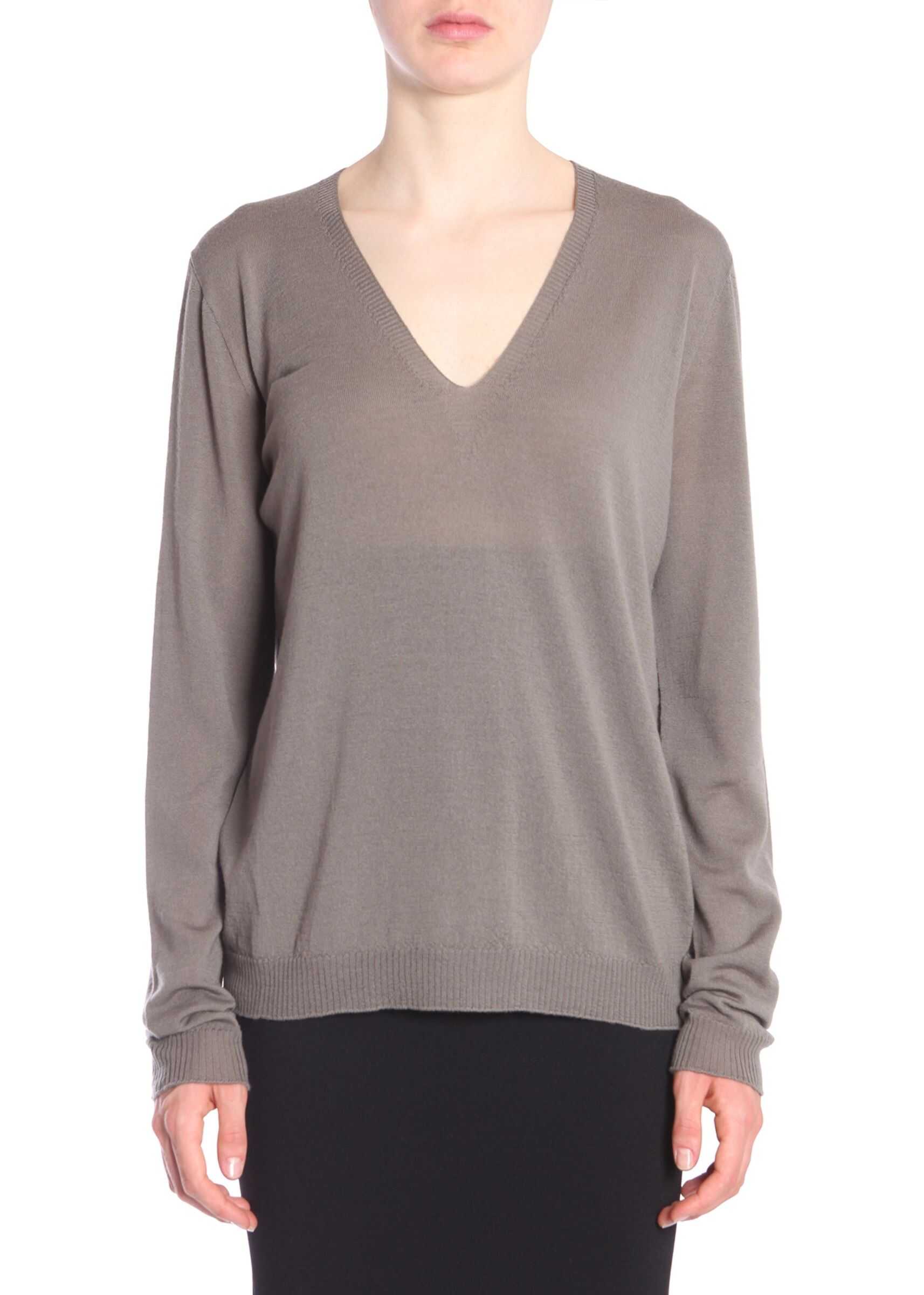 Rick Owens V Collar Jumper GREY