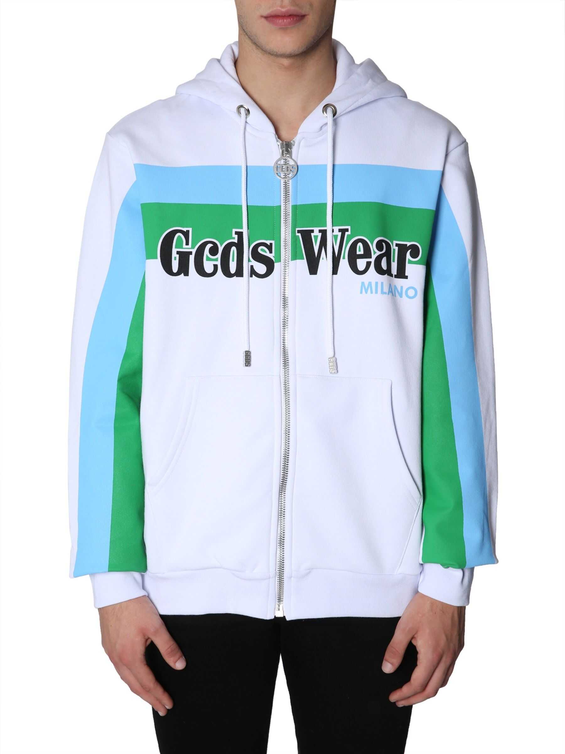 Bluza GCDS Hooded Sweasthirt With Zip WHITE