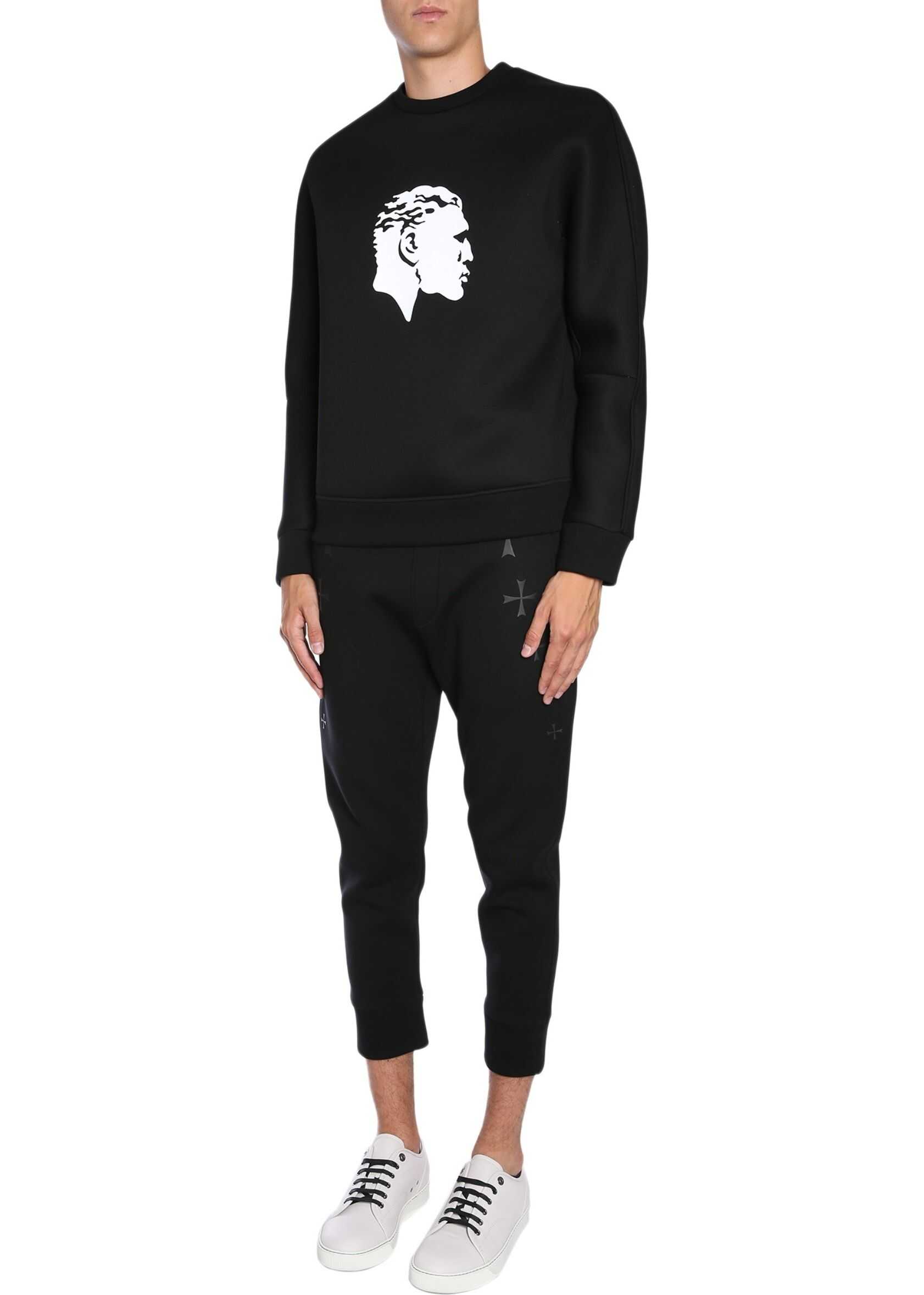 Bluza Neil Barrett Round Collar Sweatshirt BLACK