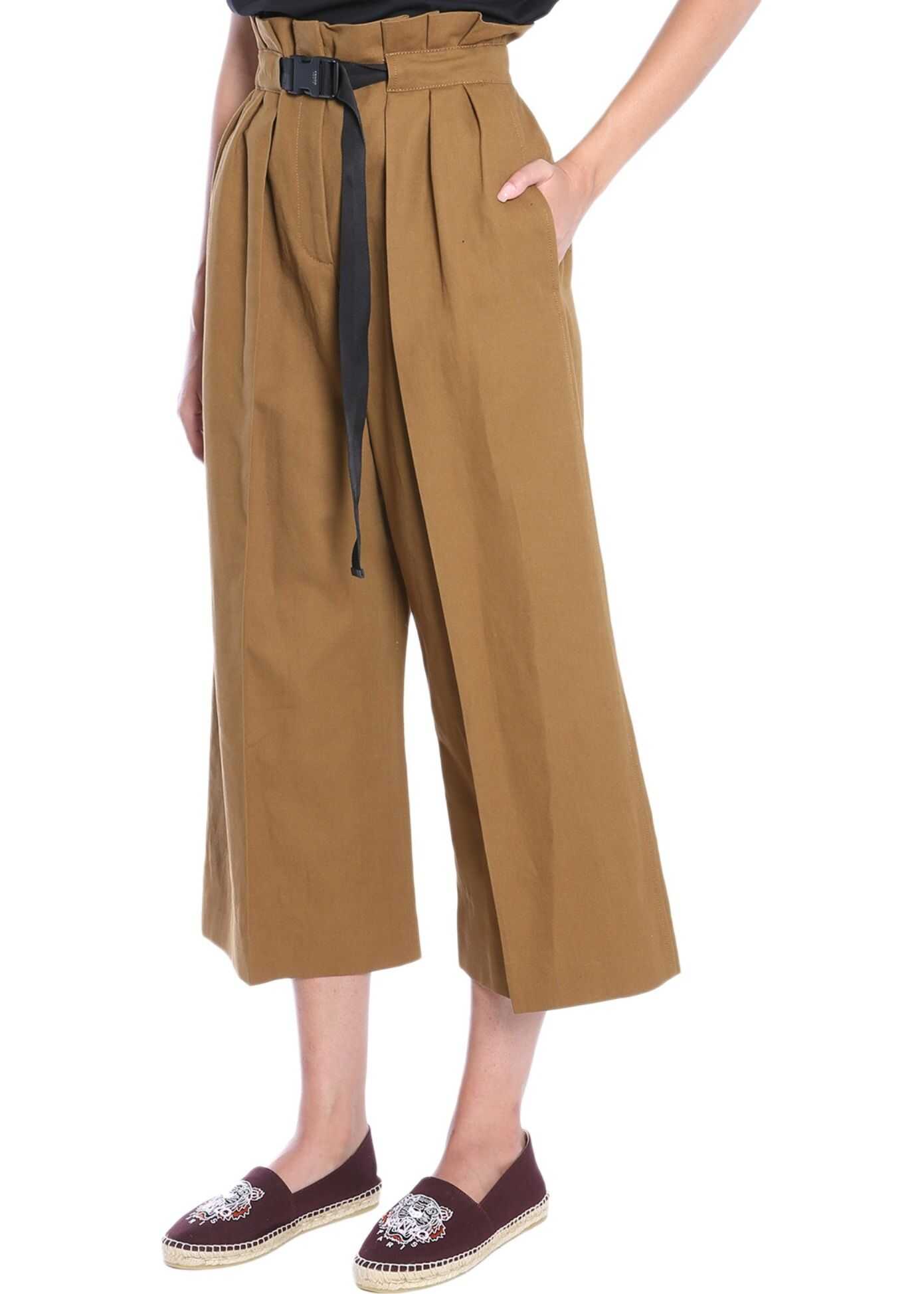 Kenzo Wide Cropped Trousers BROWN