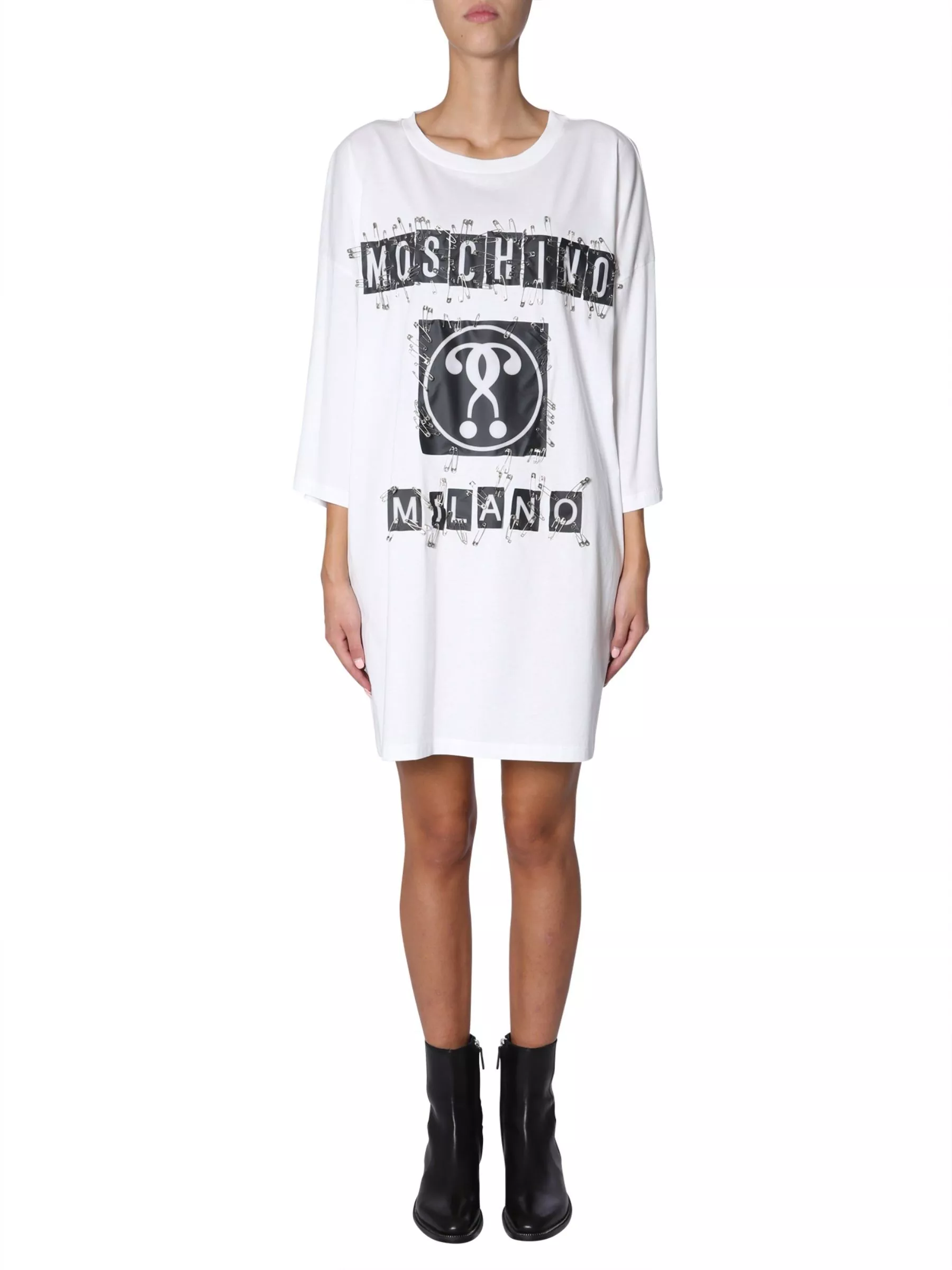 Moschino Oversize Fit Dress With Logo WHITE
