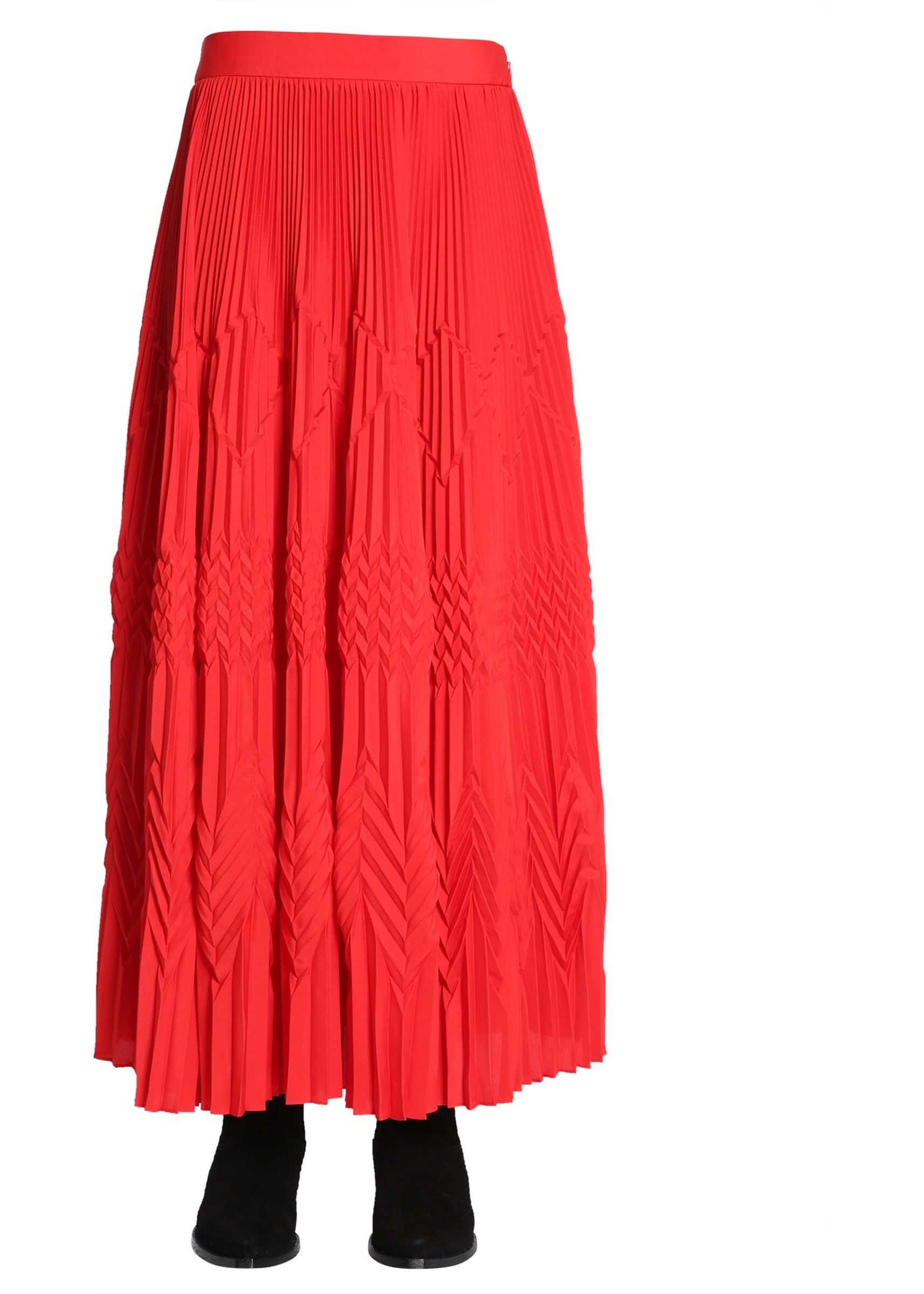 Givenchy Long Pleated Skirt RED