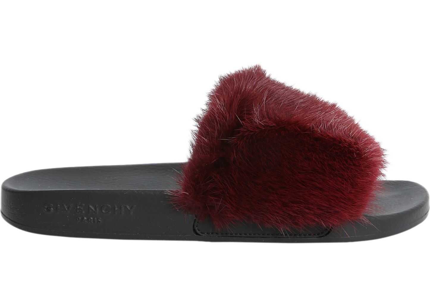 Givenchy Mink Fur Slide Sandals BORDEAUX