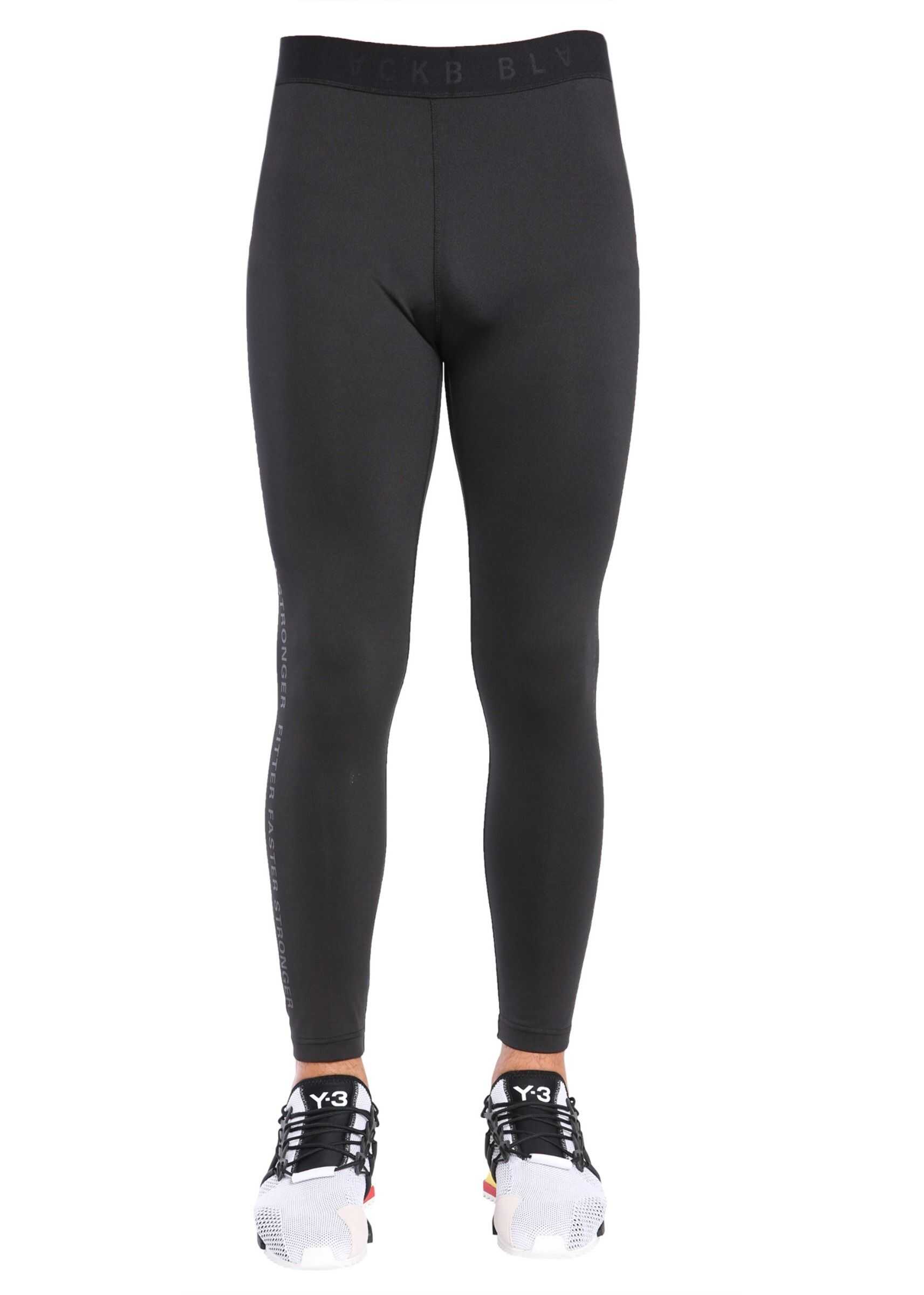 Blackbarrett by Neil Barrett Leggings With Fitter Faster Stronger Print BLACK