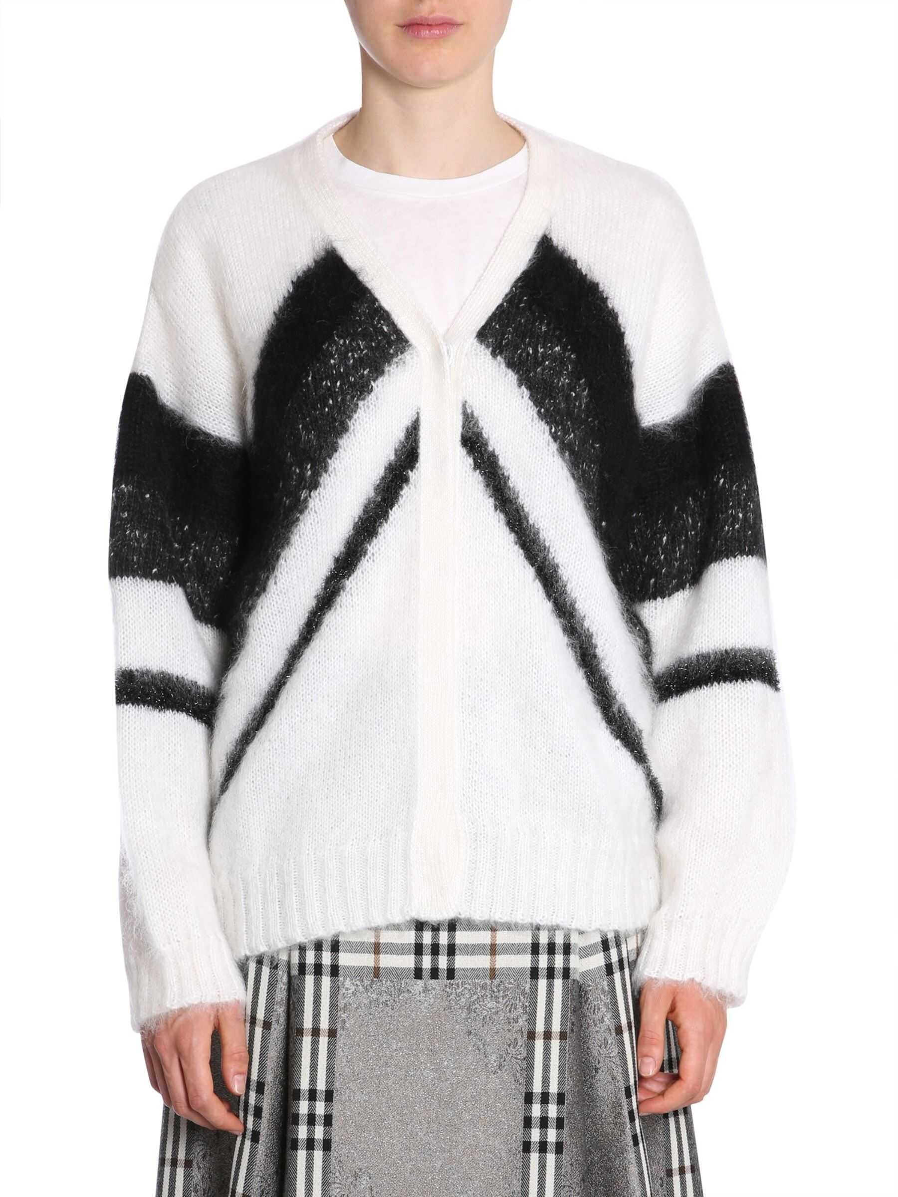 Alberta Ferretti V Collar Cardigan WHITE