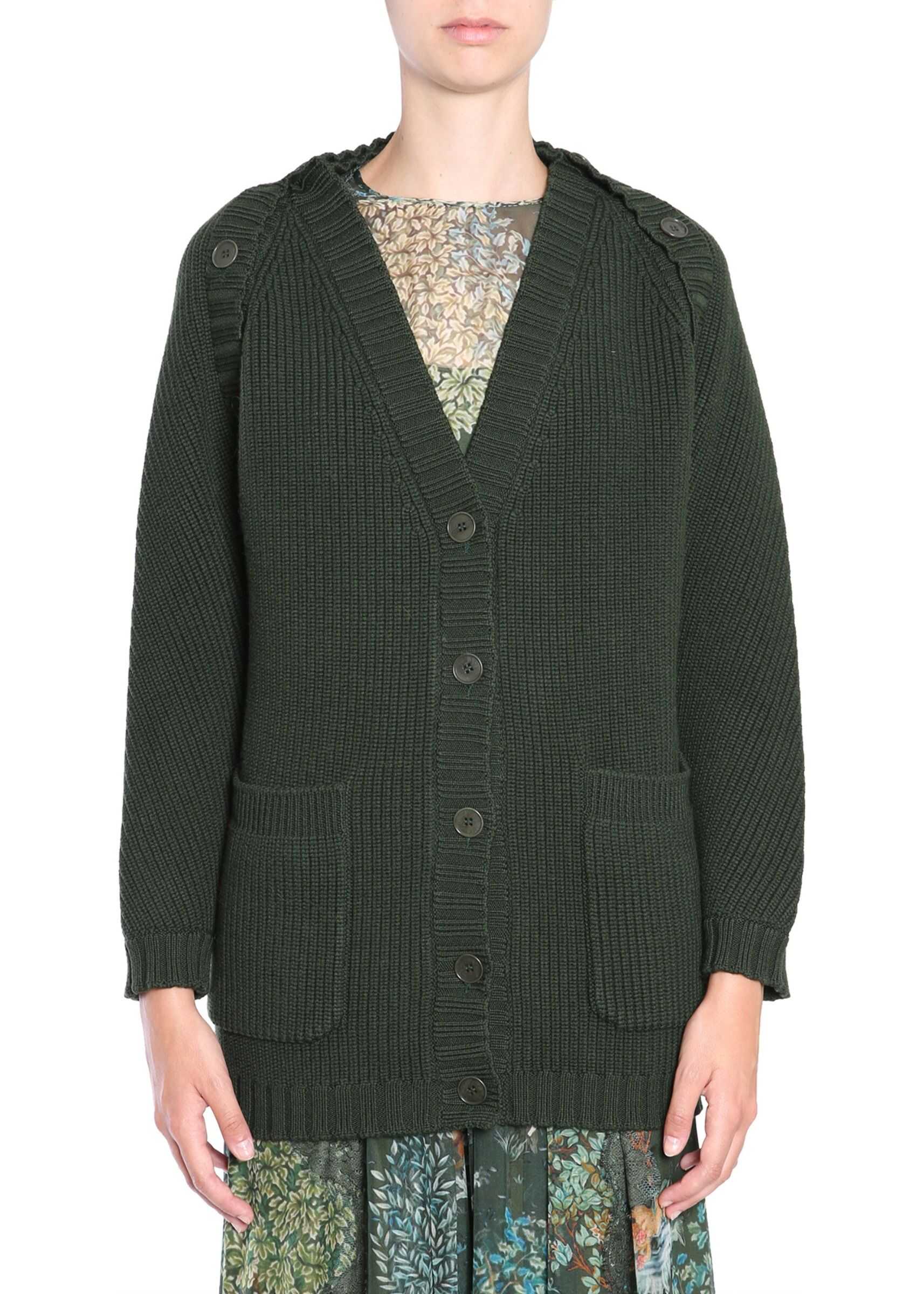 Alberta Ferretti Fishermans Rib Cardigan 0932_66000440 GREEN