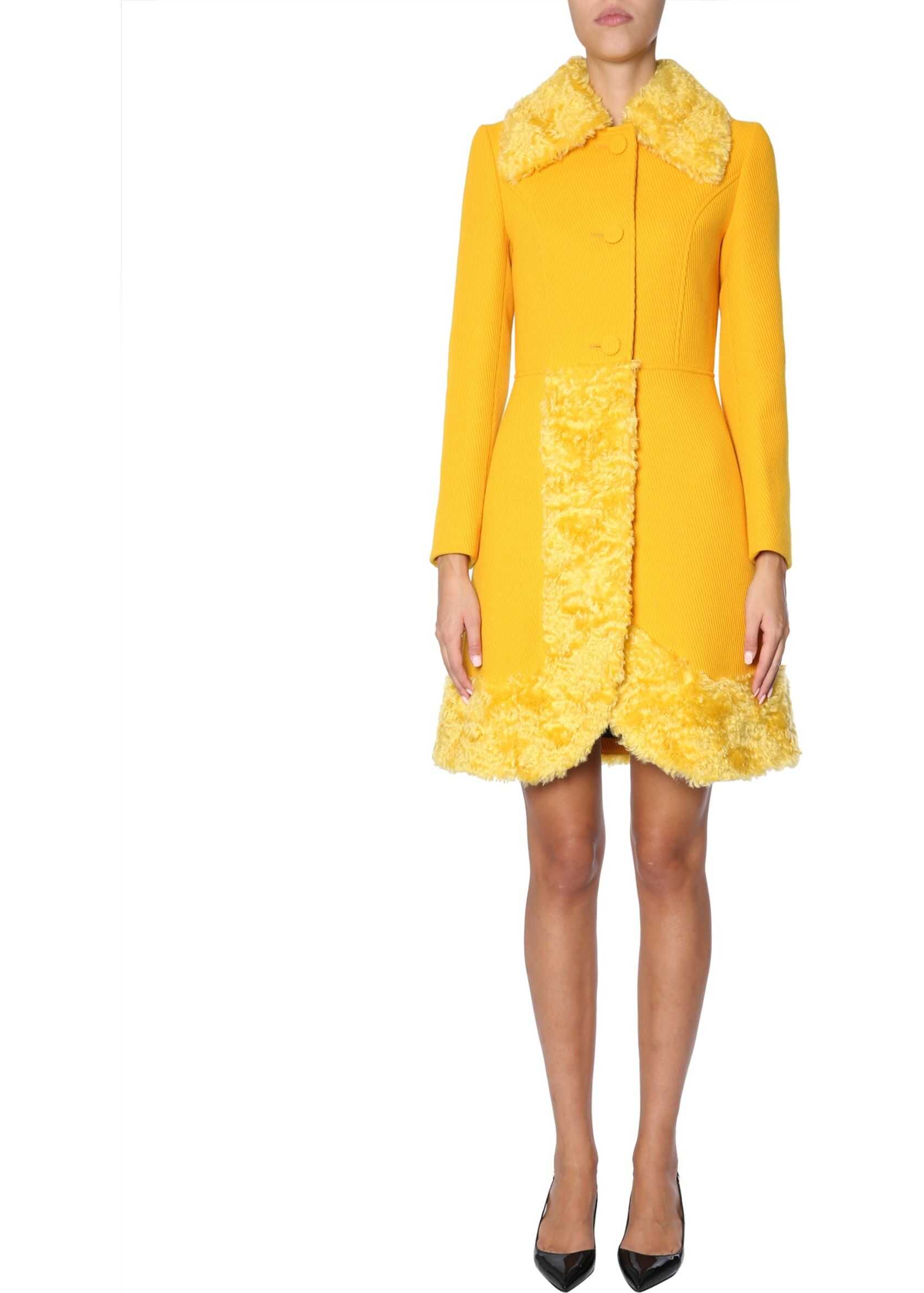 Moschino Coat With Eco Fur Insert YELLOW