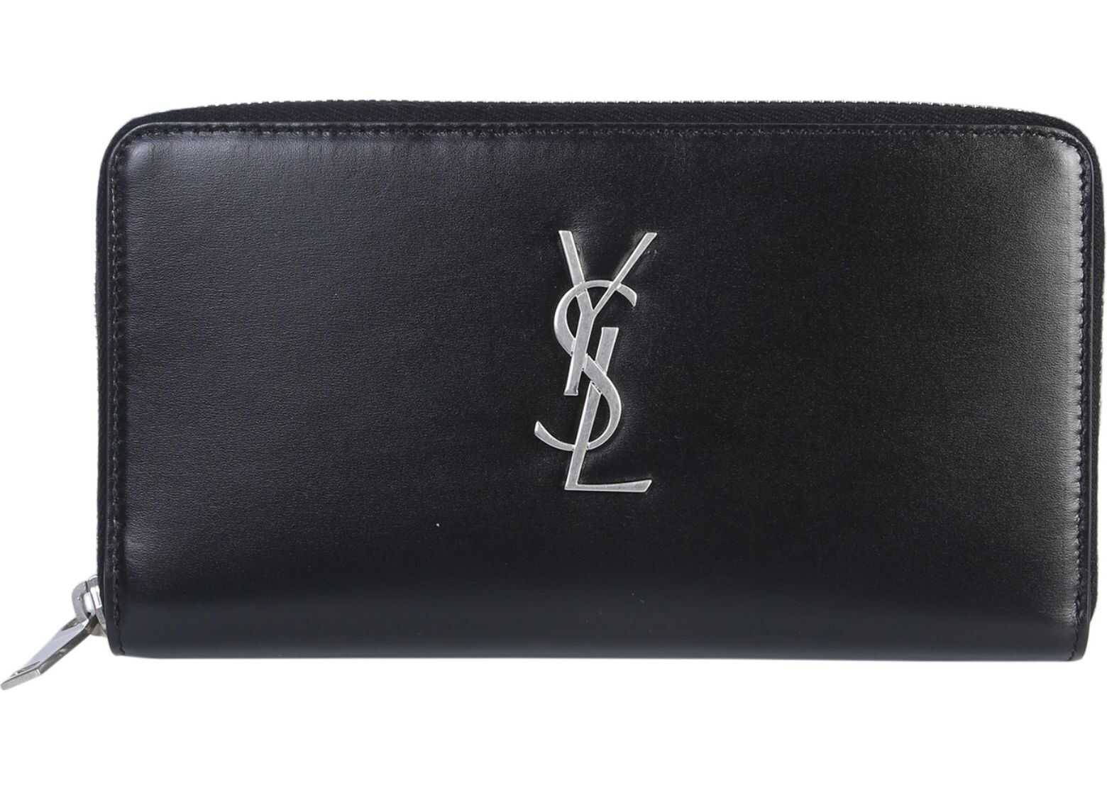 Saint Laurent Large Monogram Zip Around Wallet BLACK