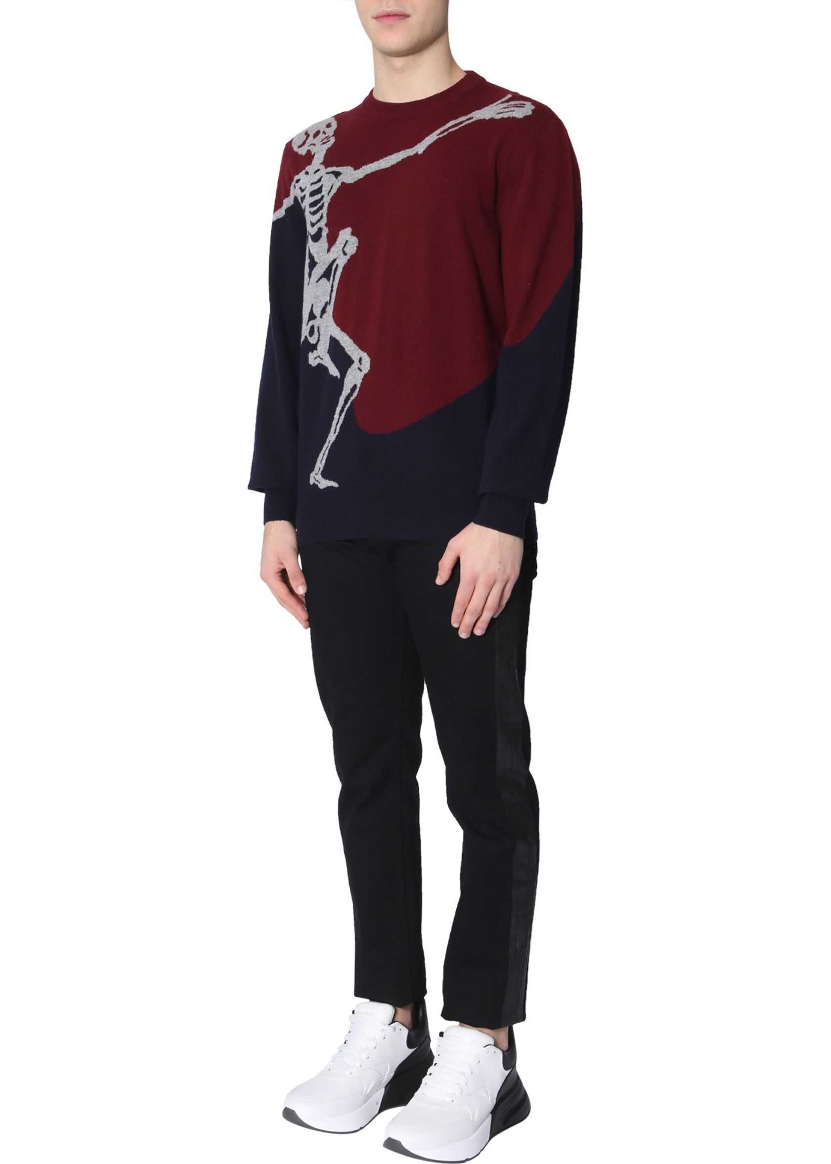 Alexander McQueen Sweater With Dancing Skeleton Print BORDEAUX