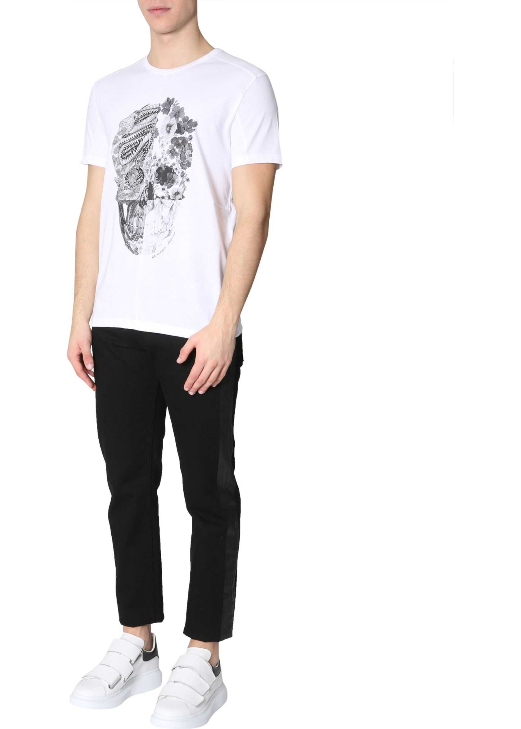 Alexander McQueen Skull Patchwork Print T-Shirt WHITE