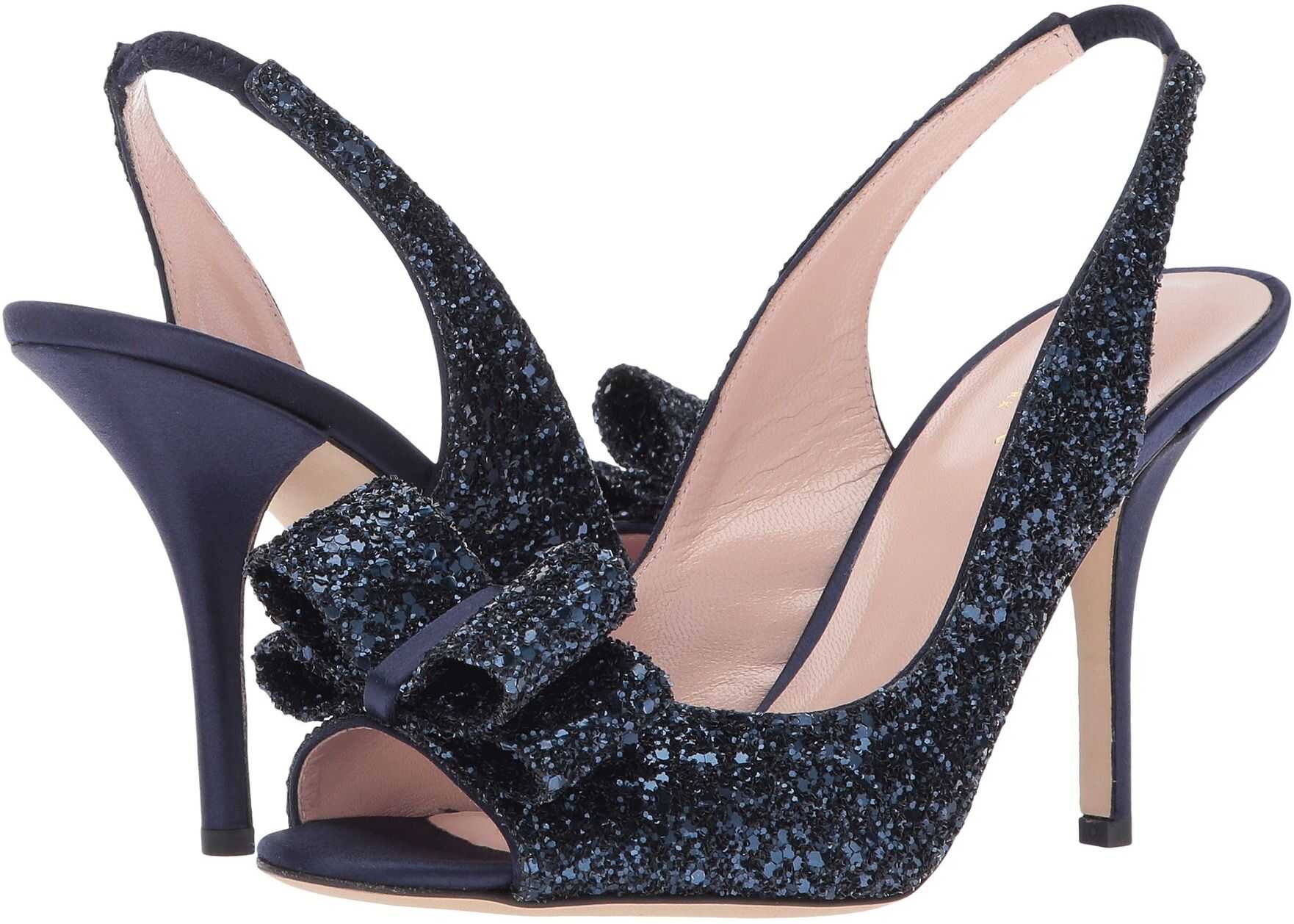Pantof Kate Spade New York Charm Heel Navy Glitter/Navy Satin