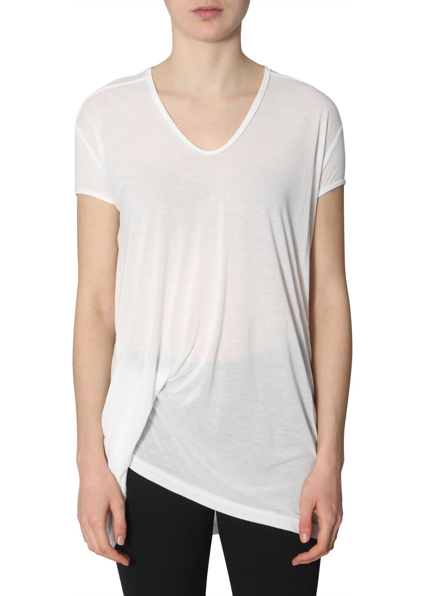 Rick Owens T-Shirt With Draping WHITE