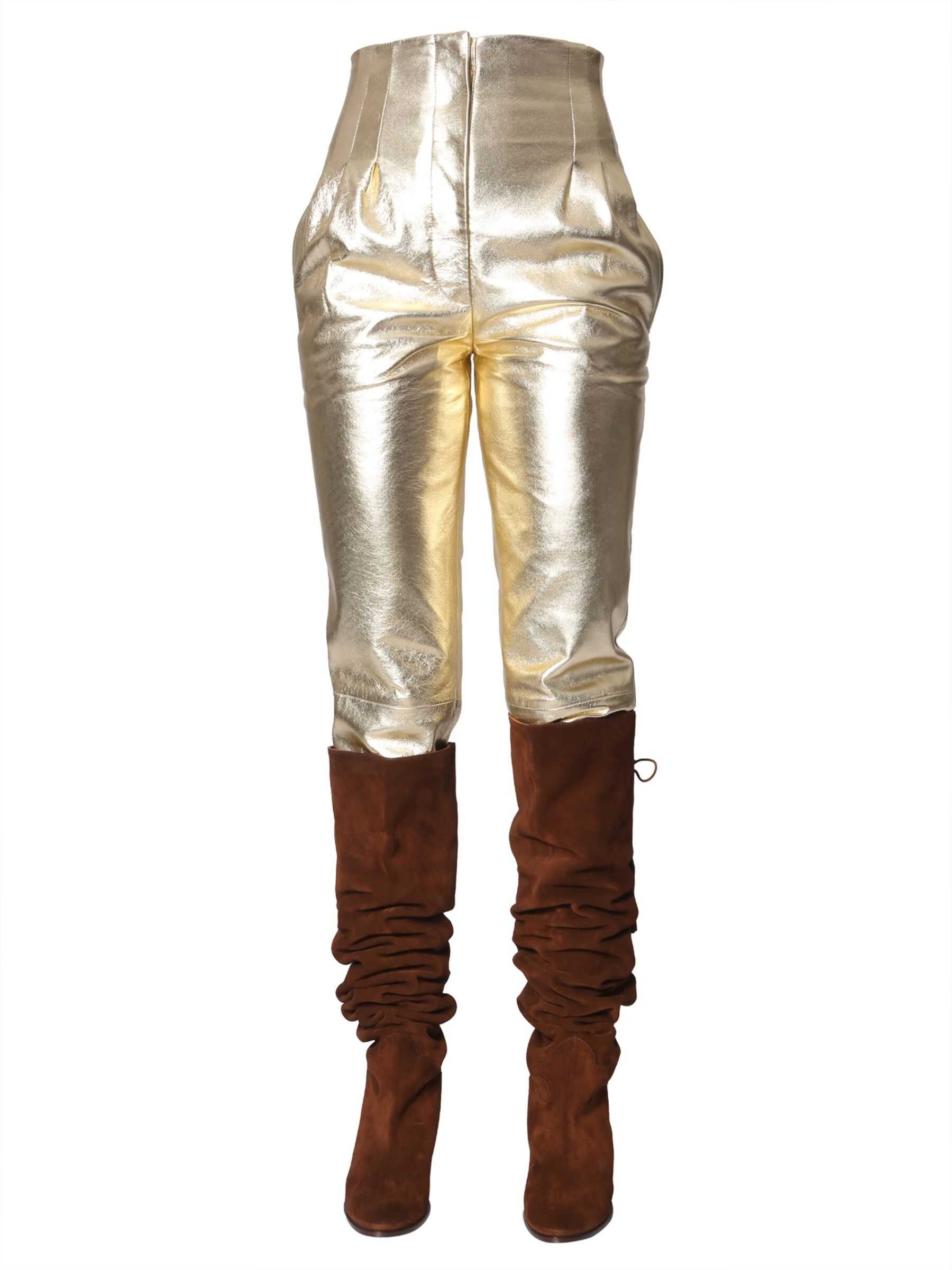 Alberta Ferretti Leather Pants GOLD