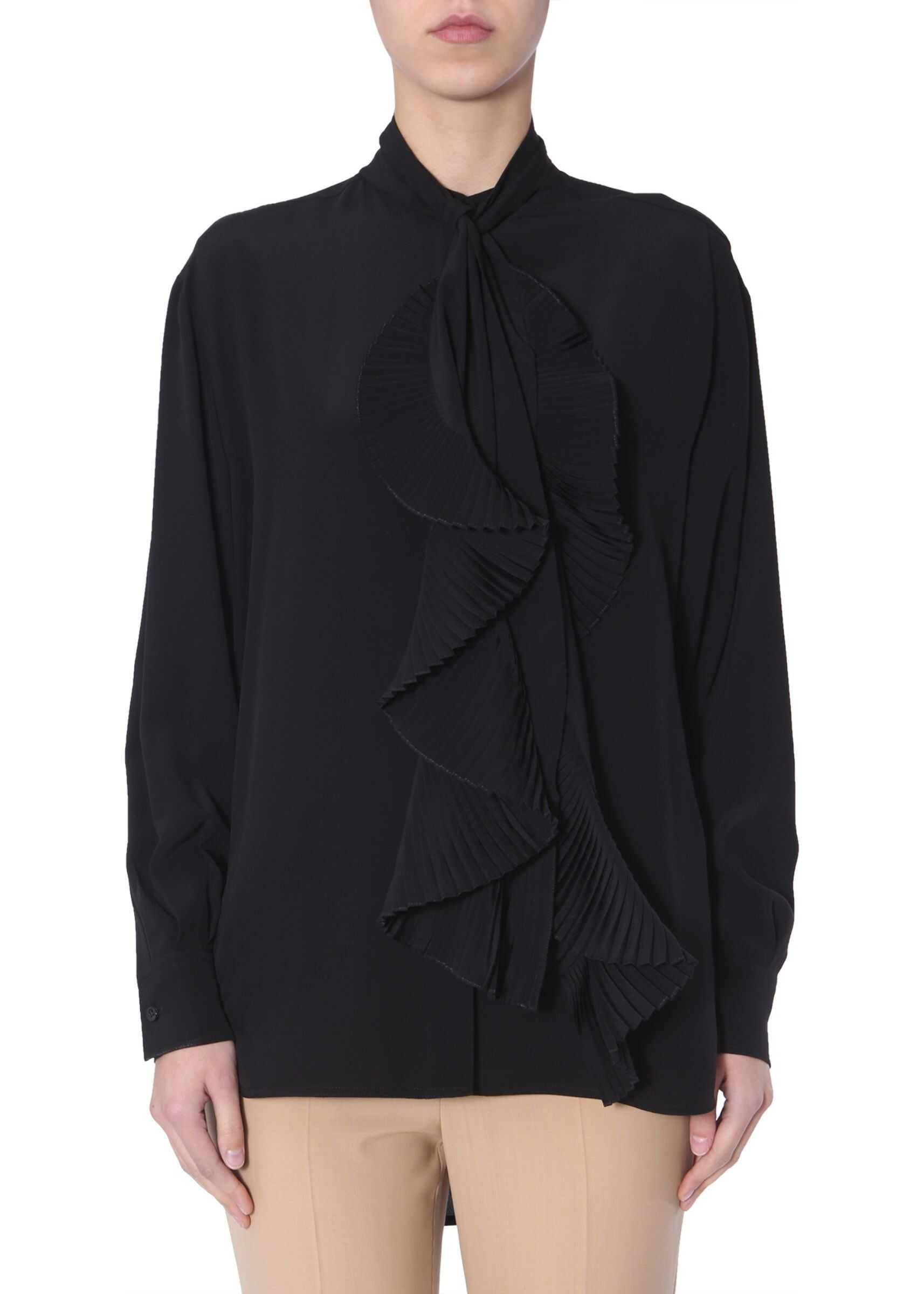Shirt With A Plissé Scarf Collar