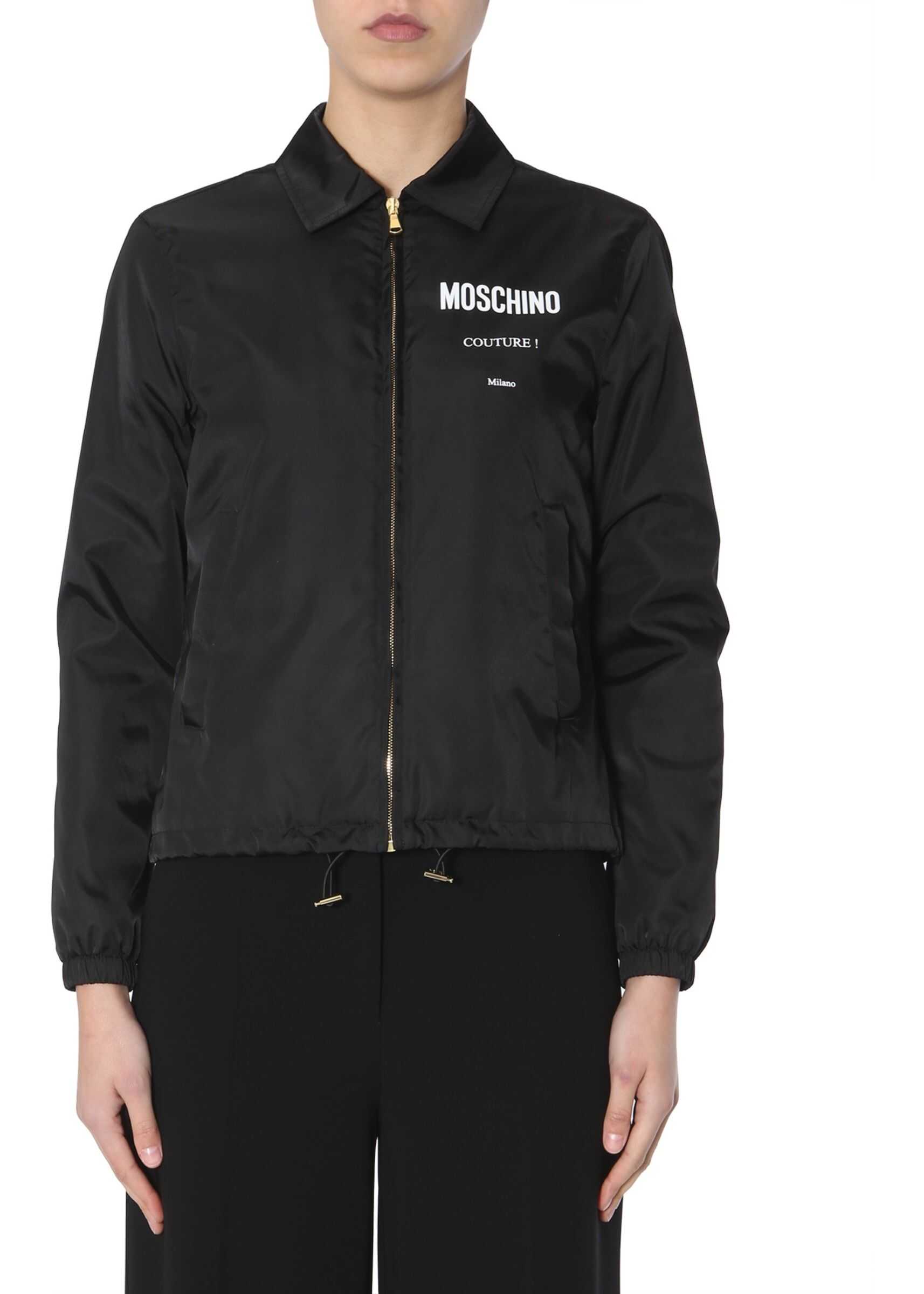 Moschino Bomber With Logo Print BLACK