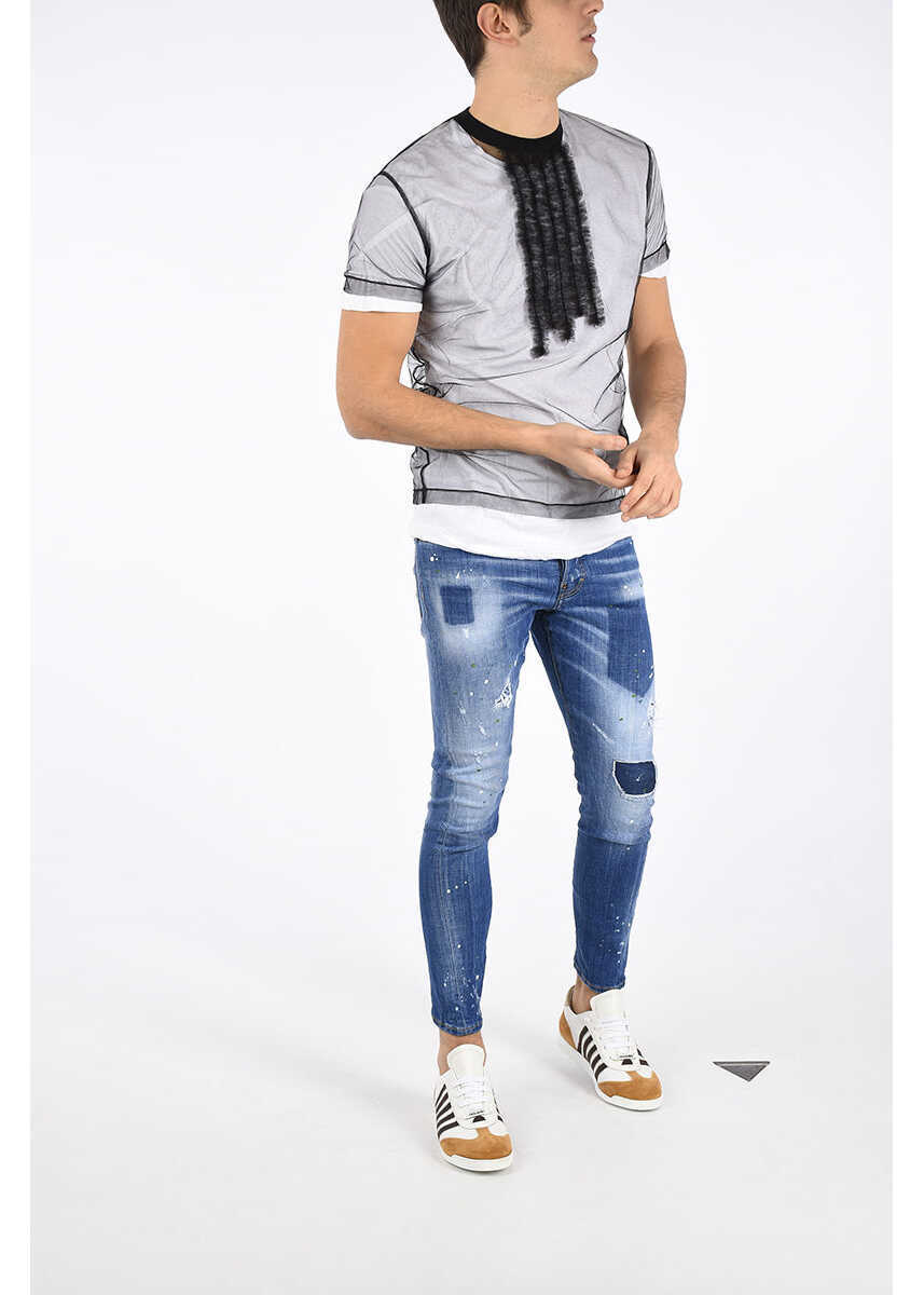 Tricouri DSQUARED2 Sheer Top With Tulle White Barbati (BM 6439991) 4