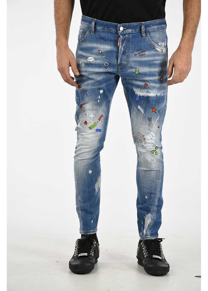 DSQUARED2 16.5 cm Cotton Denim SEXY TWIST Jeans BLUE