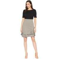 Rochii elegante 1/4 Sleeve Dress w/ Plaid Ruffle Hem Femei