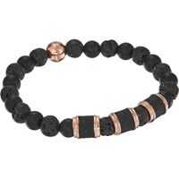 Bratari Stainless Steel Lava Stone Stretch Bracelet Barbati
