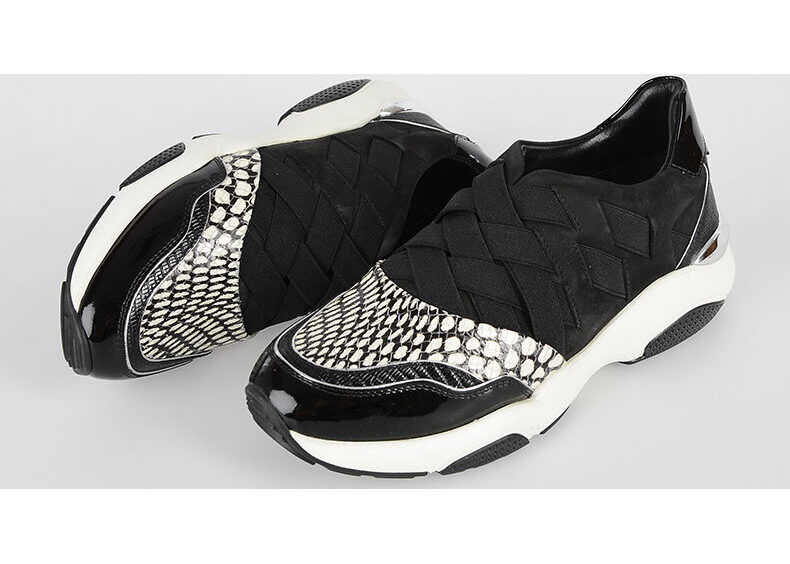 Salvatore Ferragamo Snake Printed Slip on BLACK & WHITE