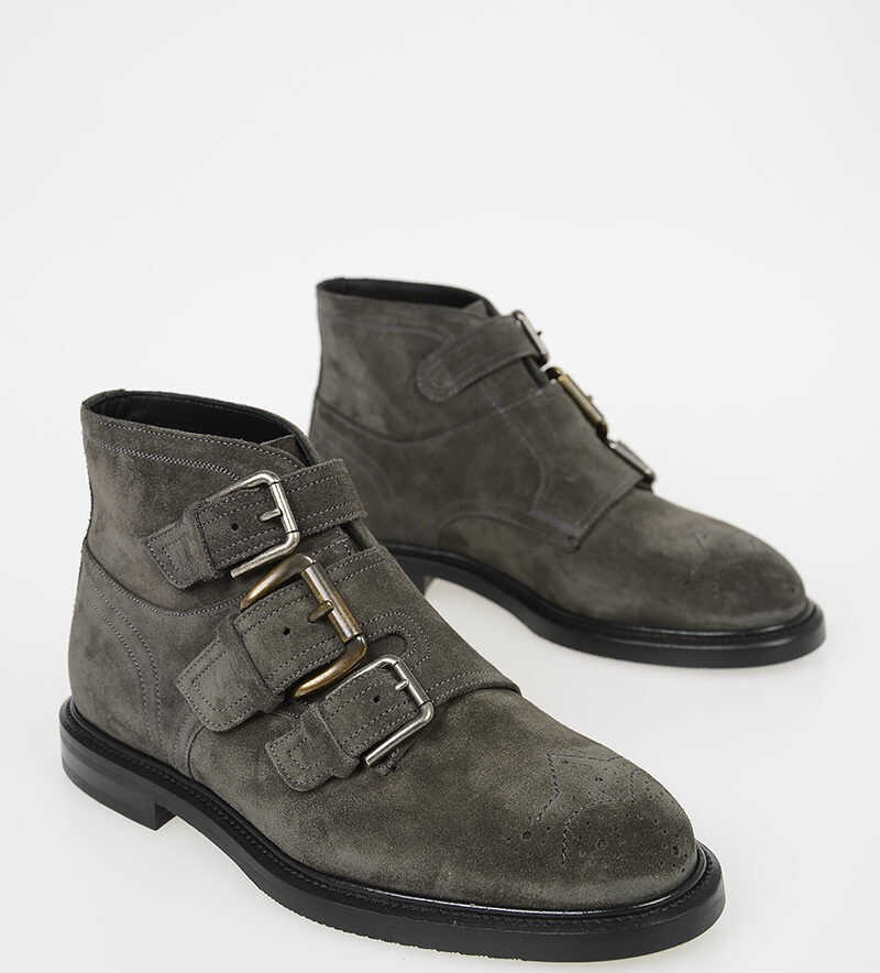 Dolce & Gabbana Leather Polacchino MARSALA ankle Boots DARK GRAY