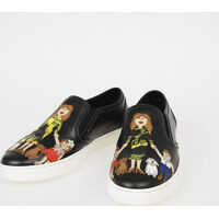 Pantofi slip-on Leather LONDON Slip Ons with FAMILY Patch Femei