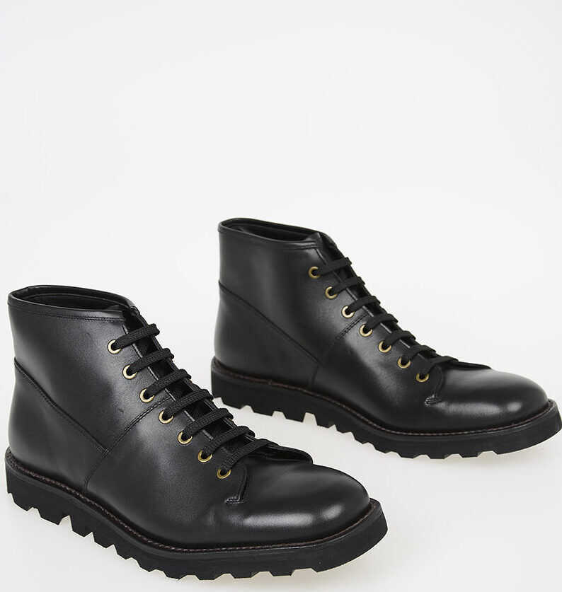 Prada Leather Ankle Boots BLACK