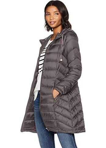 Tommy Hilfiger Women\'s Mid Length Packable Down Chevron Quilt Coat* Eiffel